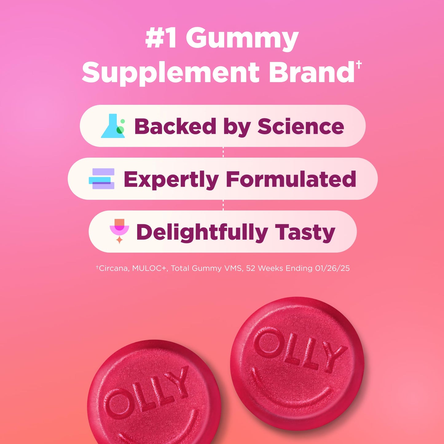 OLLY Hair Skin and Nails Gummy 60 Count