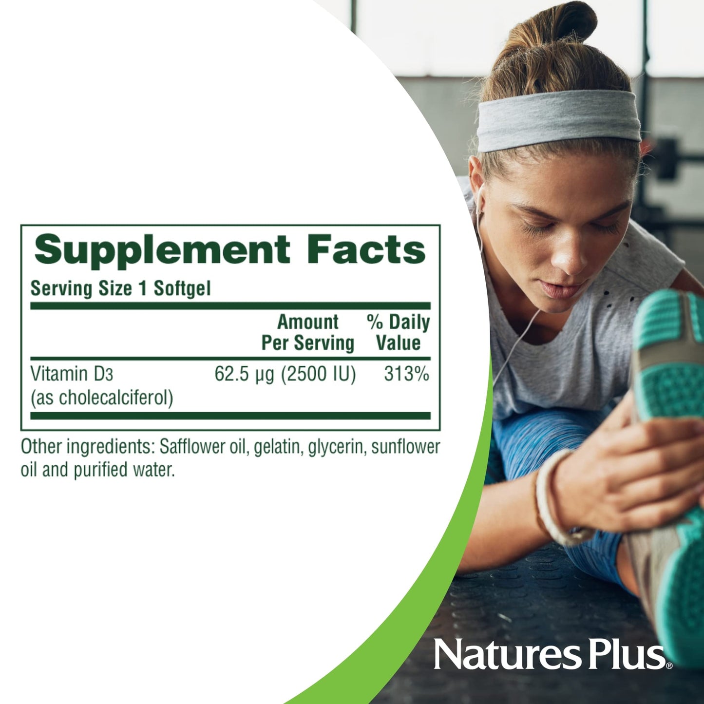 NaturesPlus Vitamin D3 2500 IU Softgels 60 Count