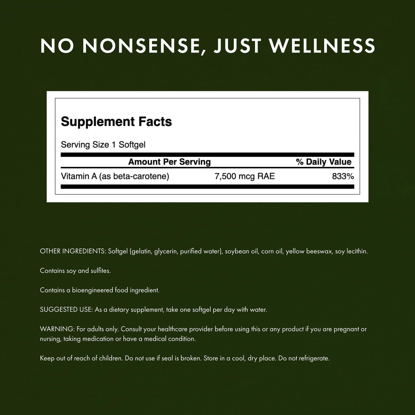 Swanson Beta-Carotene Vitamin A 25,000 IU Softgels, 100 Count