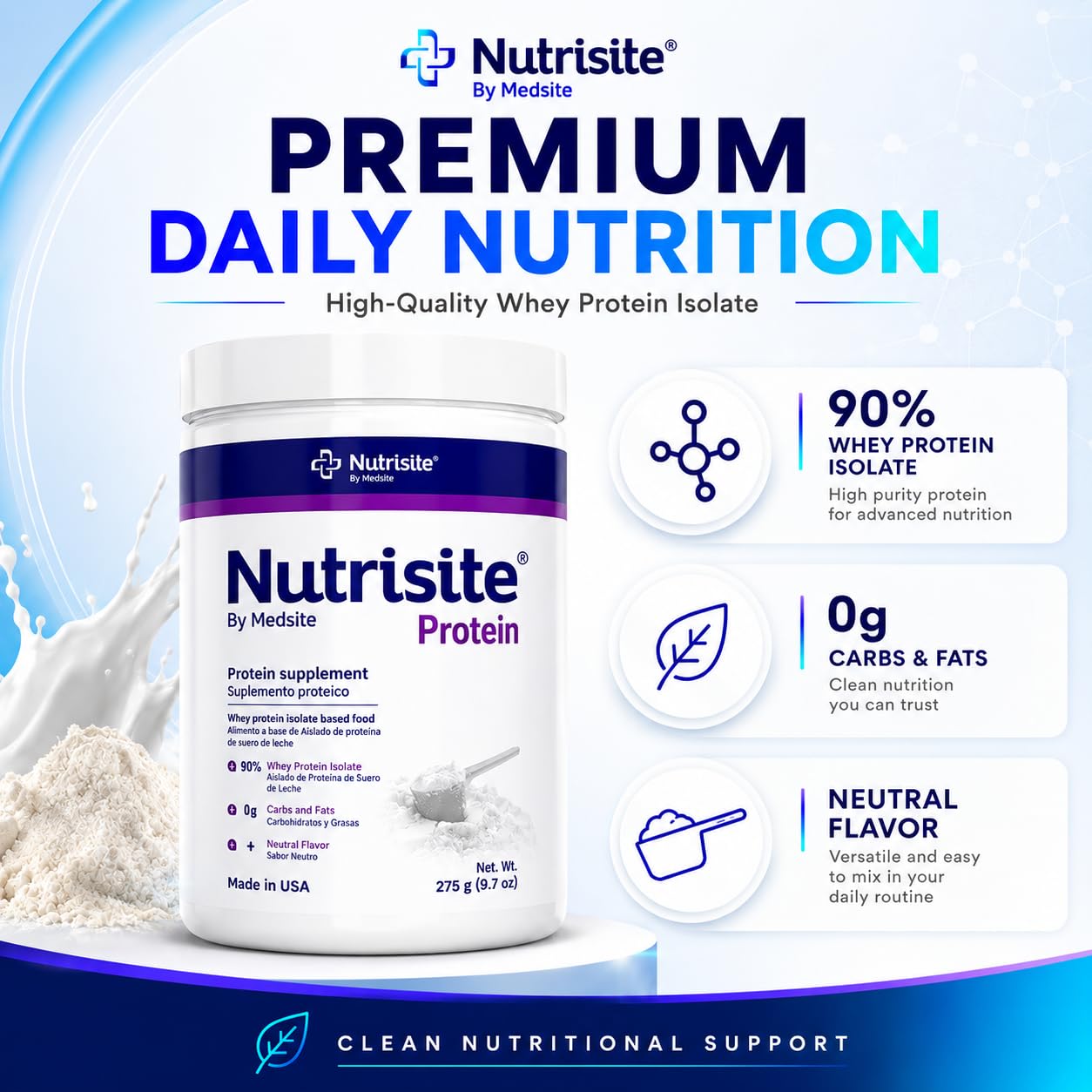 Medsite Nutrisite Whey Protein Isolate Powder 9.7 oz