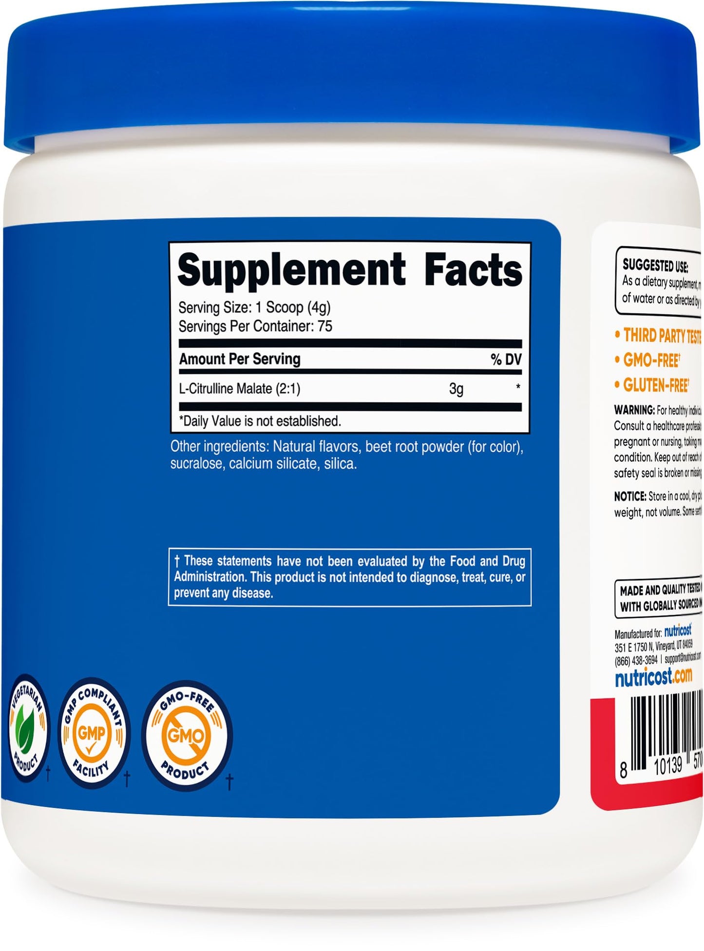 Nutricost L-Citrulline Malate 2:1 Powder, 75 Servings