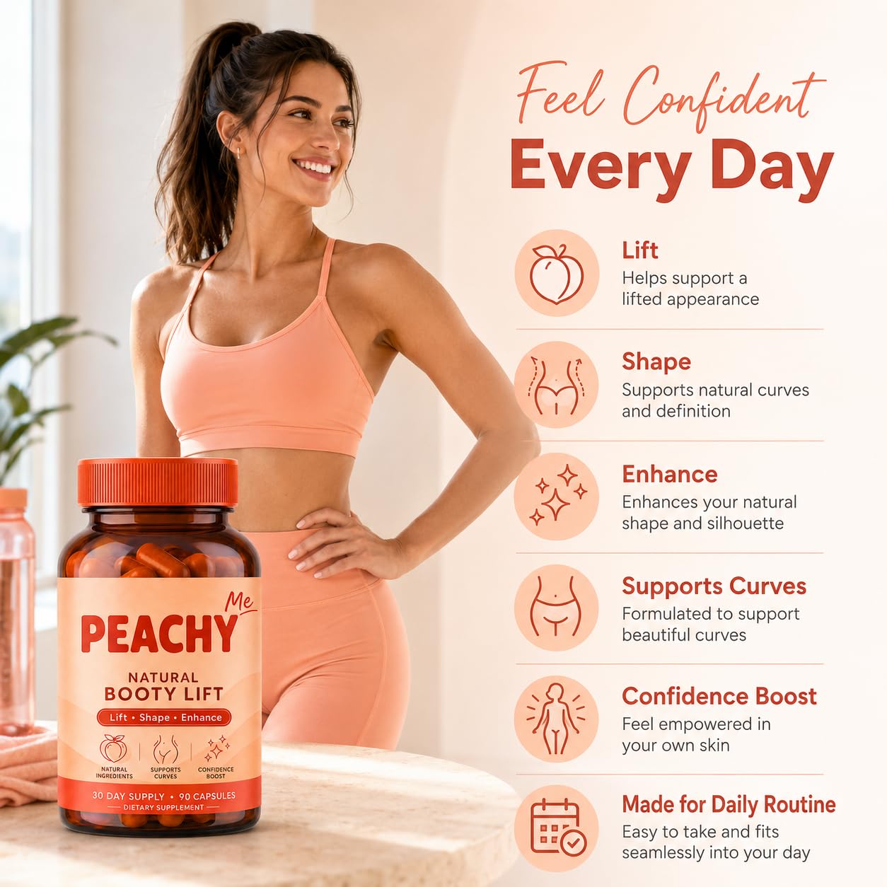 Cosmody Peachy Me BBL Pills Natural Booty Lift Capsule 90 Count