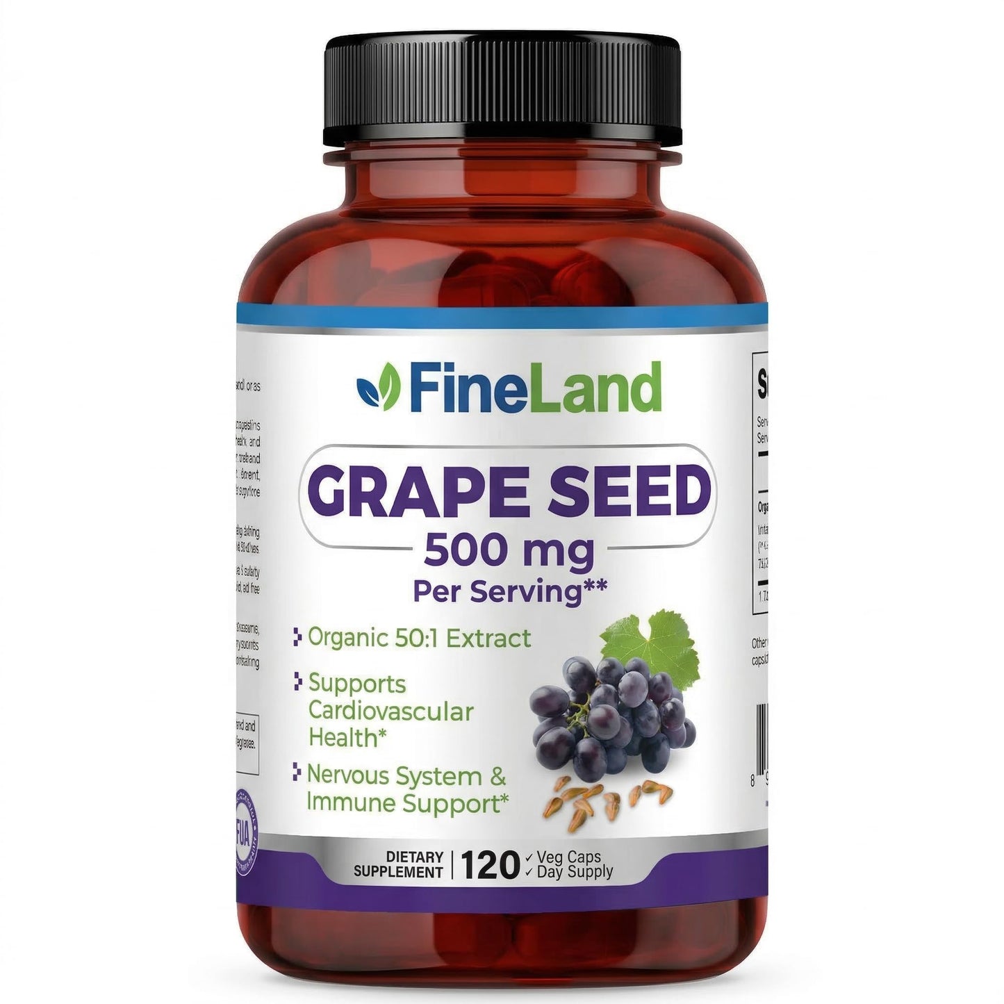 FineLand Organic Grape Seed Extract Capsules 120