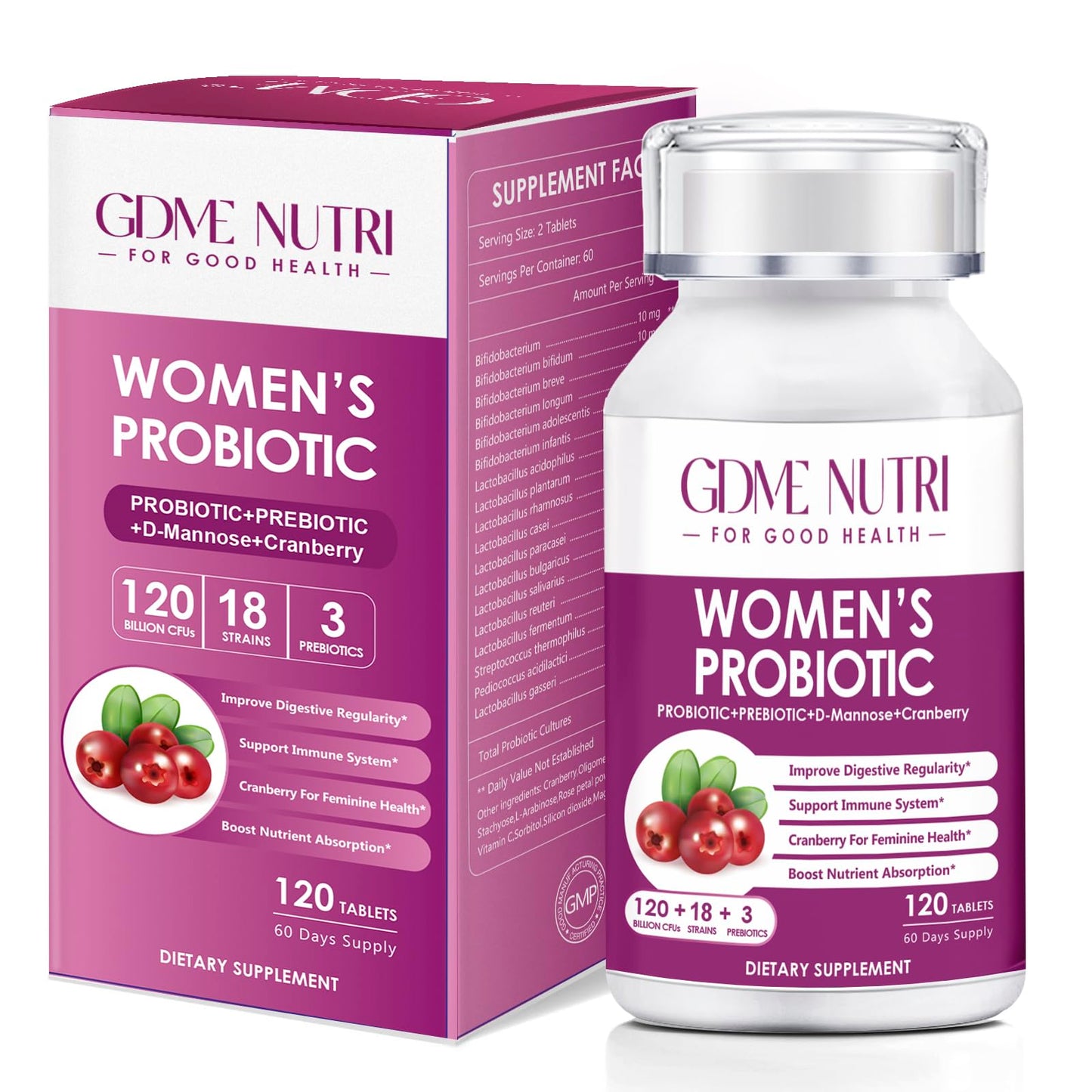 GDMENUTRI Women's Probiotics, 120 Tablets