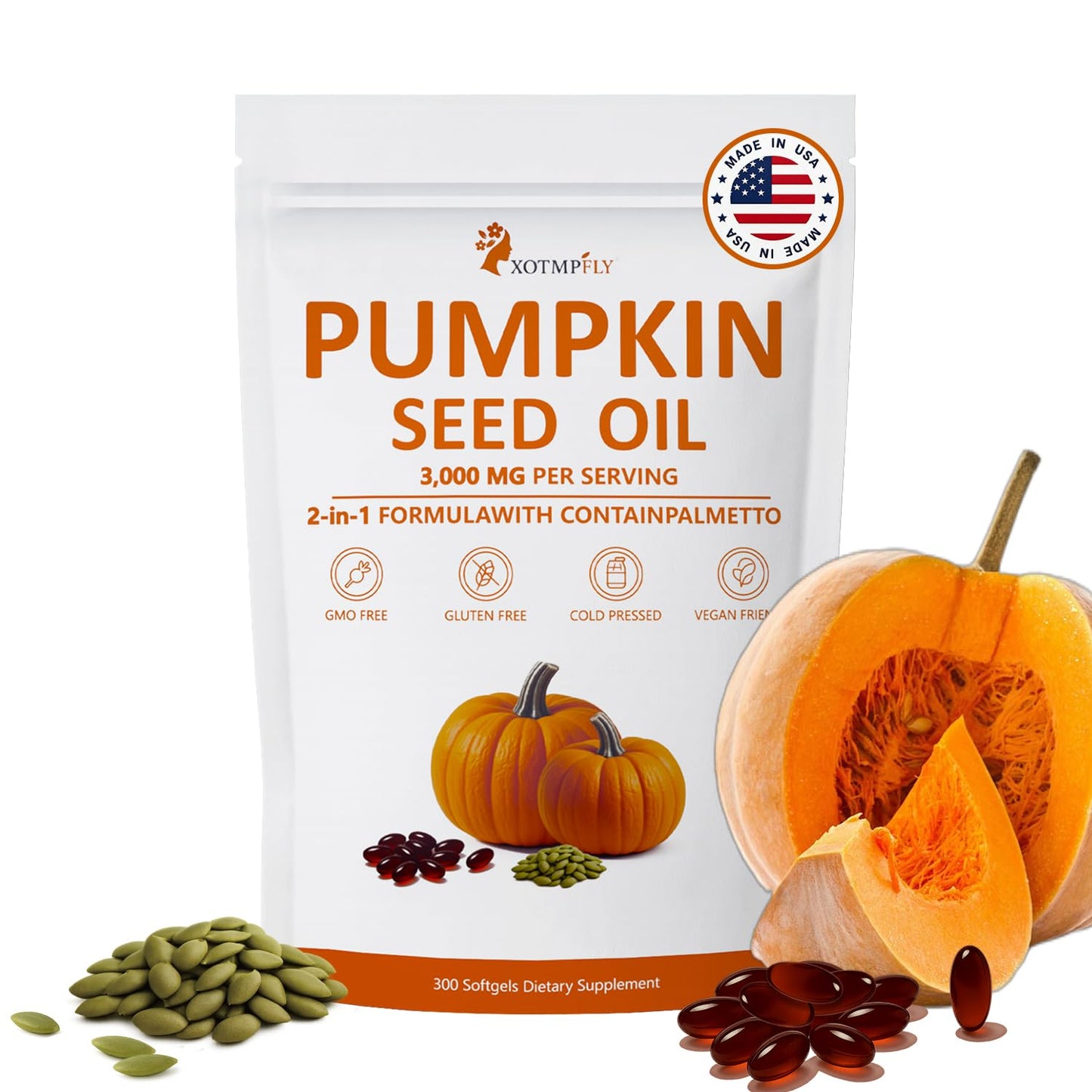 ESTHFGPSV Premium Pumpkin Seed Oil with Saw Palmetto 3000mg Softgel, 300 Count