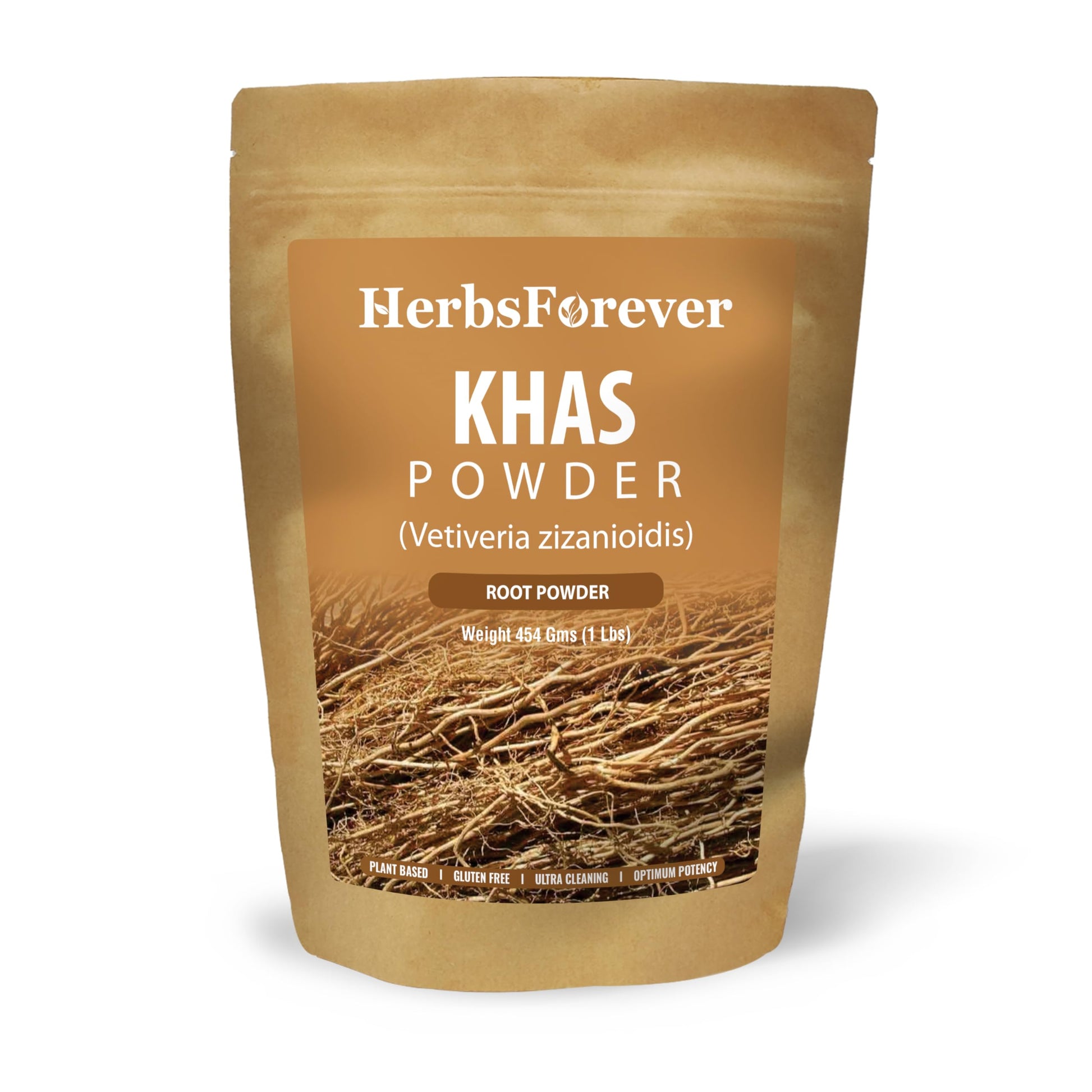 Herbsforever Khas Powder Vetiveria Zizanioides Natural Dietary Fiber Non-GMO Vegan Gluten-Free, 16 Ounce