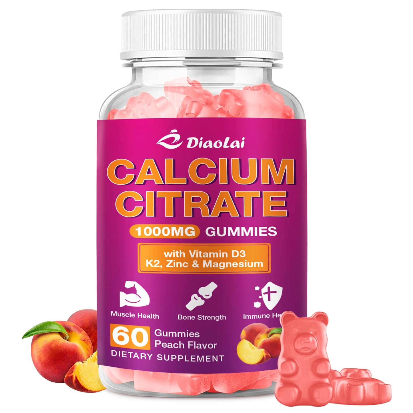 DIAOLAI Calcium Citrate Gummies 2 Pack
