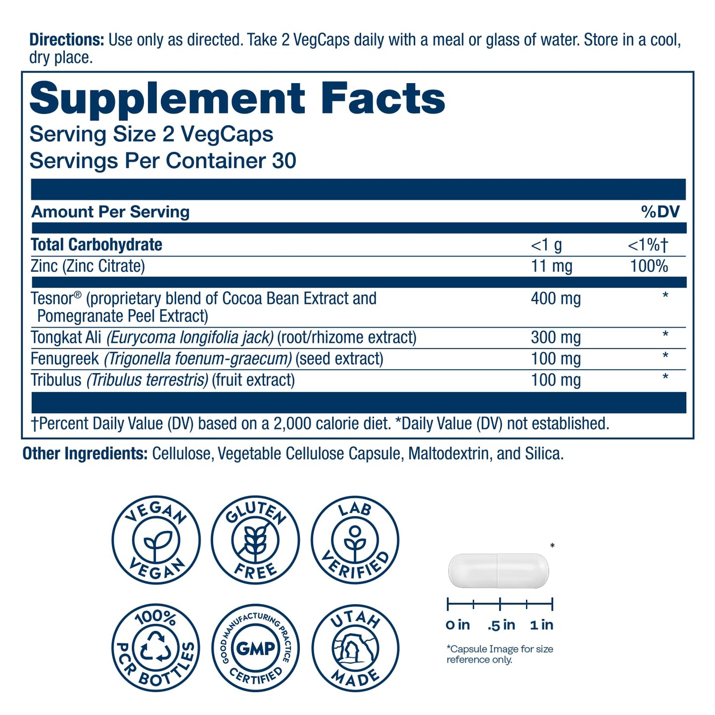 SOLARAY Testosterone Support Capsules, 60 Count