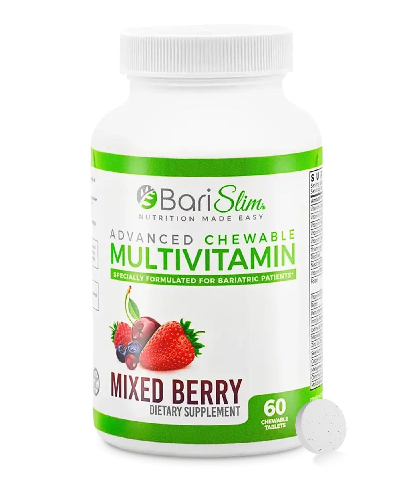 BariSlim Advanced Chewable Bariatric Multivitamin Tablets, 60 Count