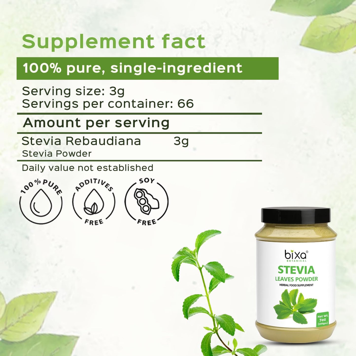 bixa BOTANICAL Stevia Leaf Powder 7 oz