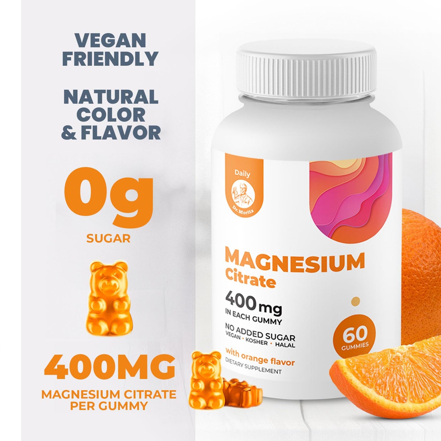 DR. MORITZ Magnesium Gummies Sugar-Free 120 Count