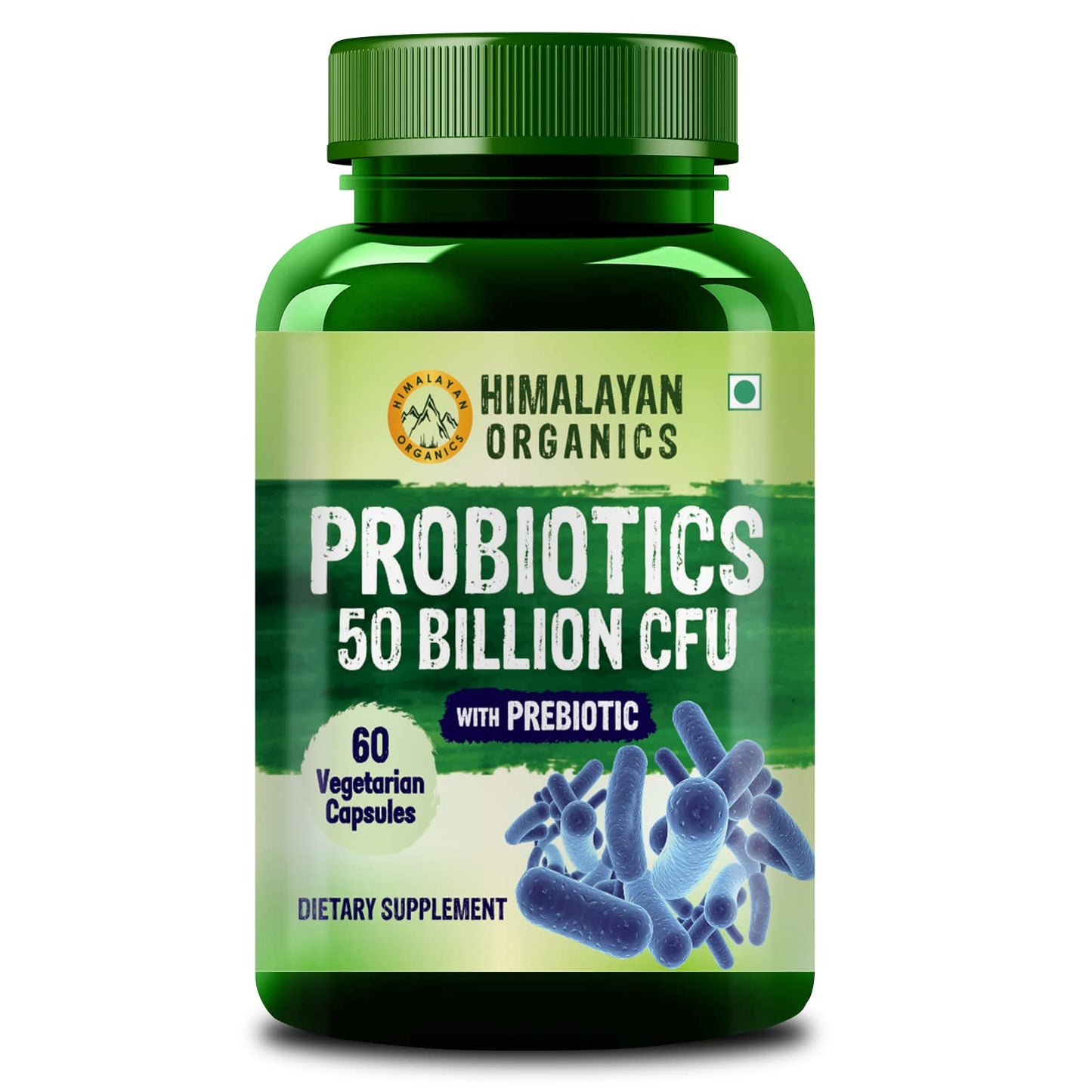 Himalayan Organics Probiotics 50 Billion CFU 150mg with Prebiotics, 60 Veg Capsules