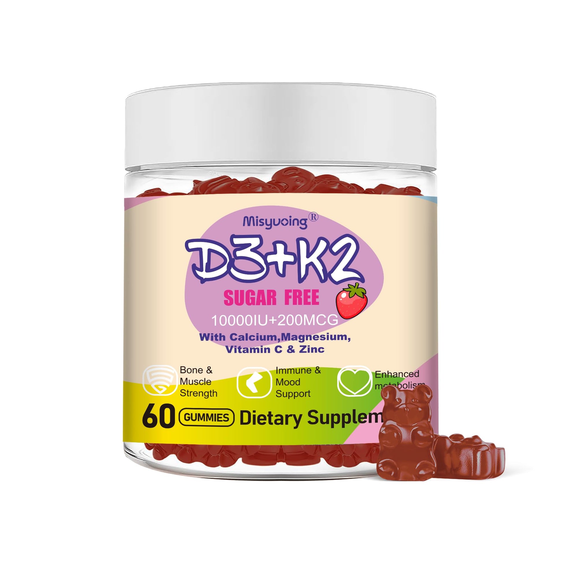 Misyvoing Vitamin D3 K2 Gummies 60 Count