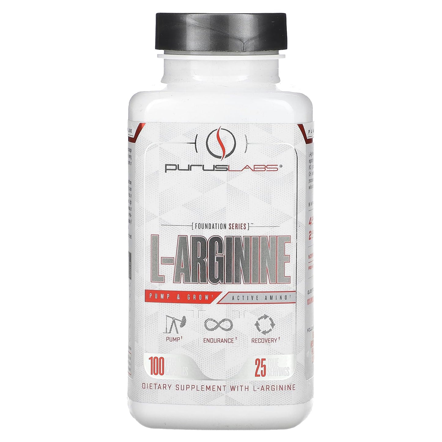 Purus Labs L-Arginine Active Amino Acid Veggie Capsules, 100 Capsules