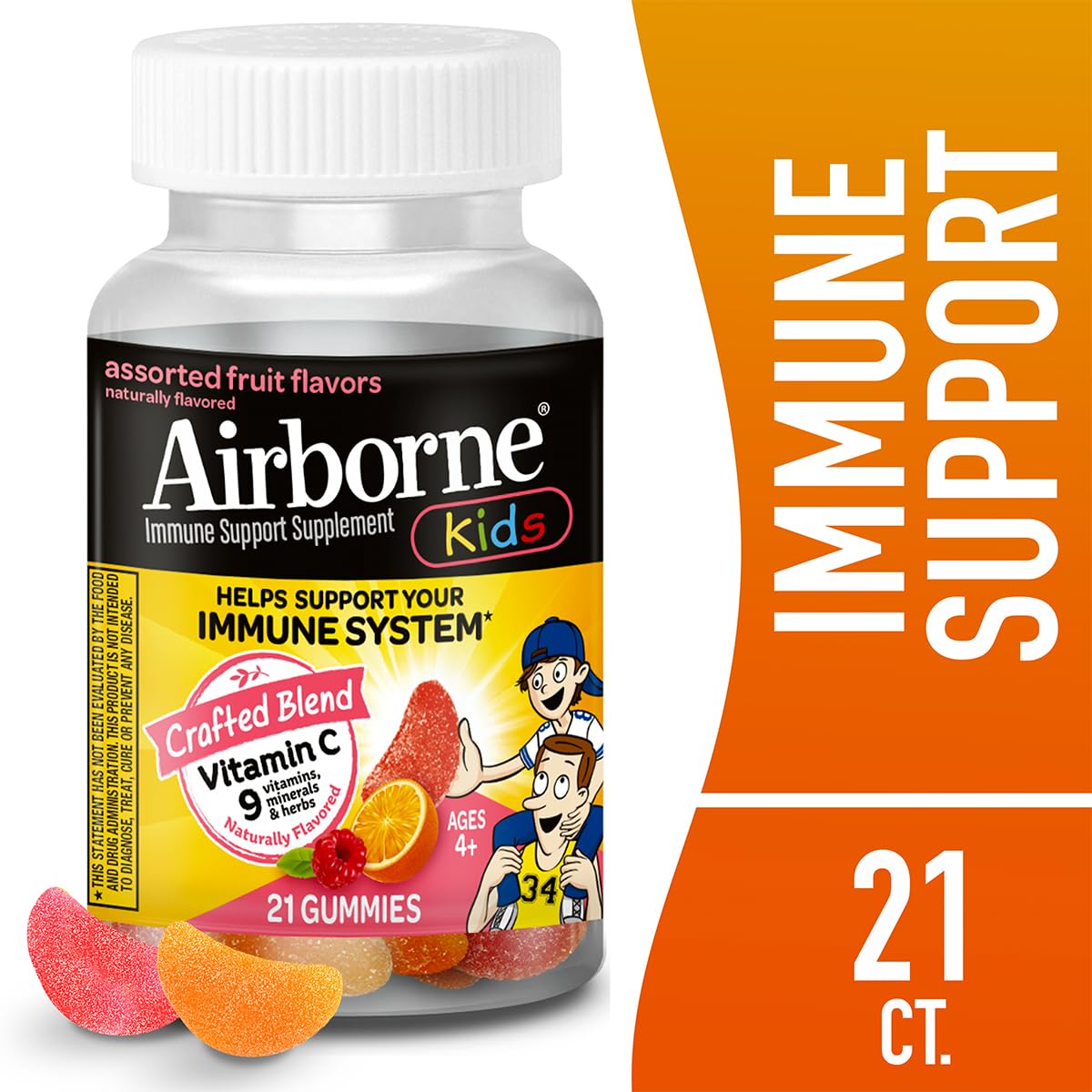 Airborne Vitamin C + Zinc Immune Support Gummies for Kids, 63 Gummies
