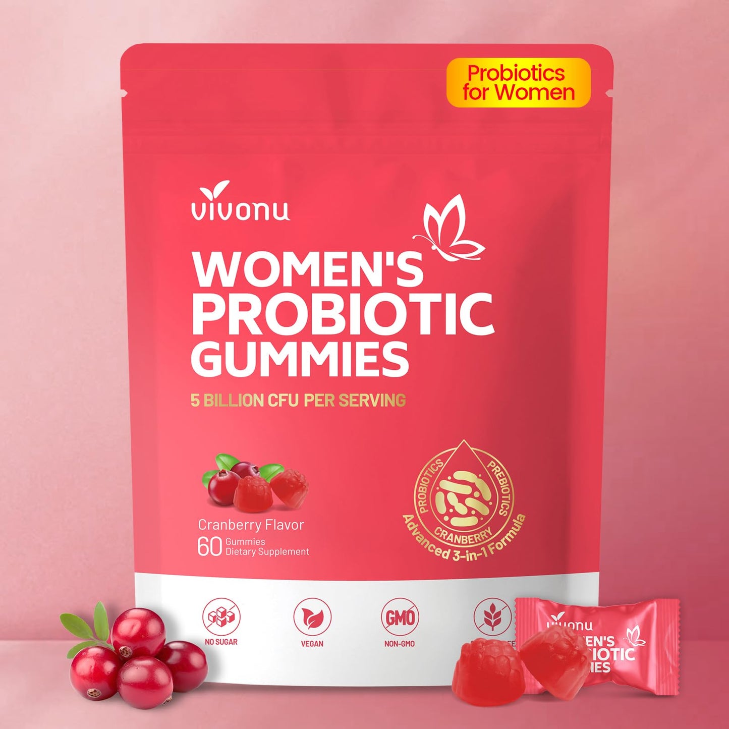 VivoNu Probiotics for Women Gummies 60 Count