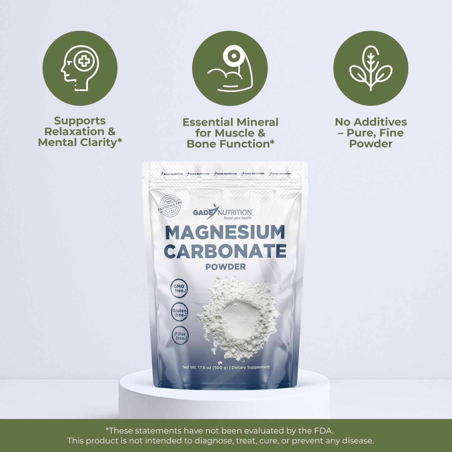 GADE NUTRITION Pure Magnesium Carbonate Powder, 17.6 oz