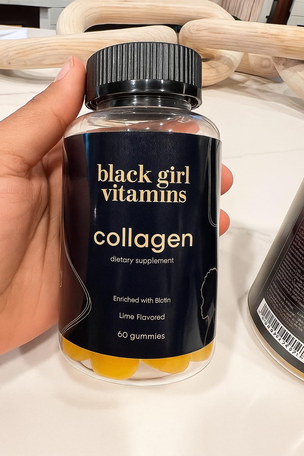 Black Girl Vitamins Collagen Gummies for Hair, Skin, and Nail Support with Vitamin C, Vitamin E, and Biotin, Gluten-Free, Lime, 60 Gummies