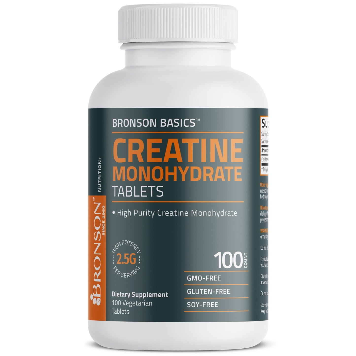 Bronson Creatine Monohydrate High Potency 2.5g per Serving, 100 Tablets