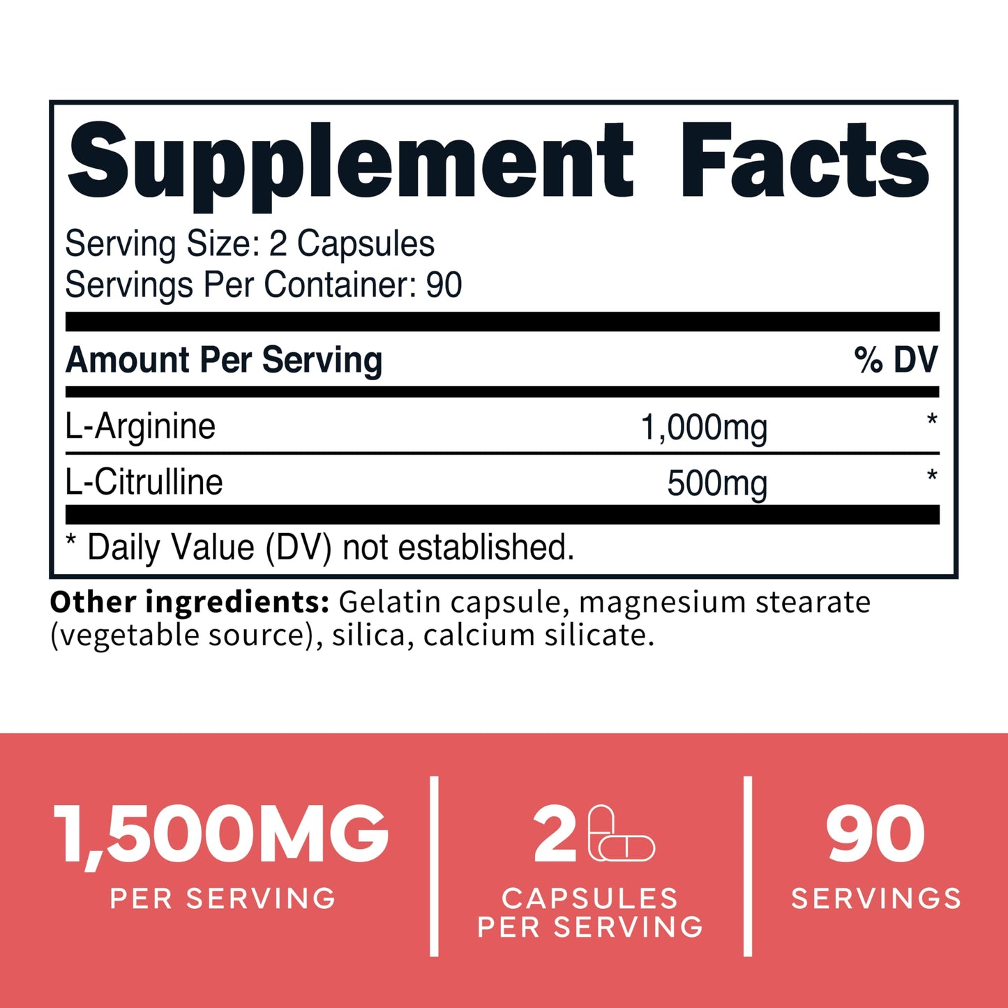 Type Zero L-Arginine + L-Citrulline Supplement (1500mg) - Nitric Oxide Booster - Clean, Keto-Friendly, GMO-Free Capsules, 180 Count