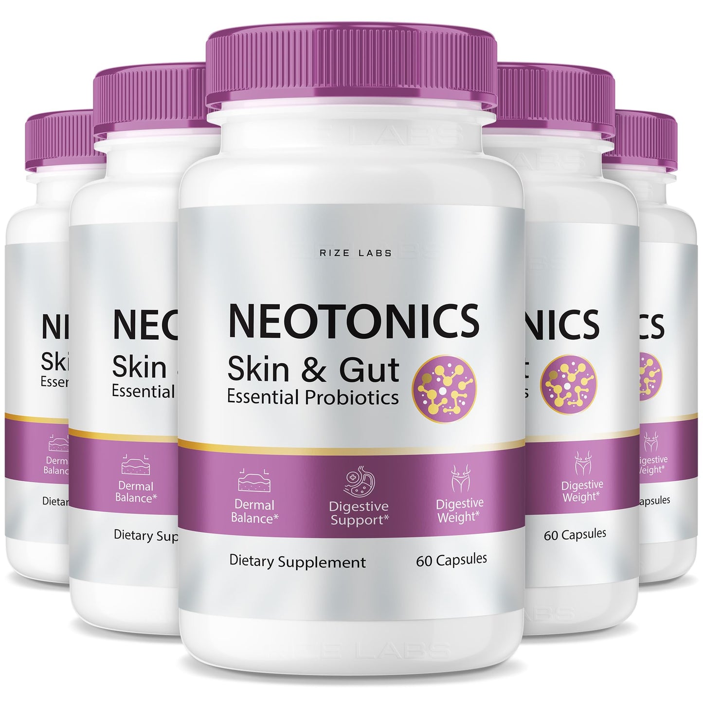 Rize Labs Neotonics Skin & Gut Capsules for Skincare, Essential Probiotics, Health Supplement Pills, 300 Capsules
