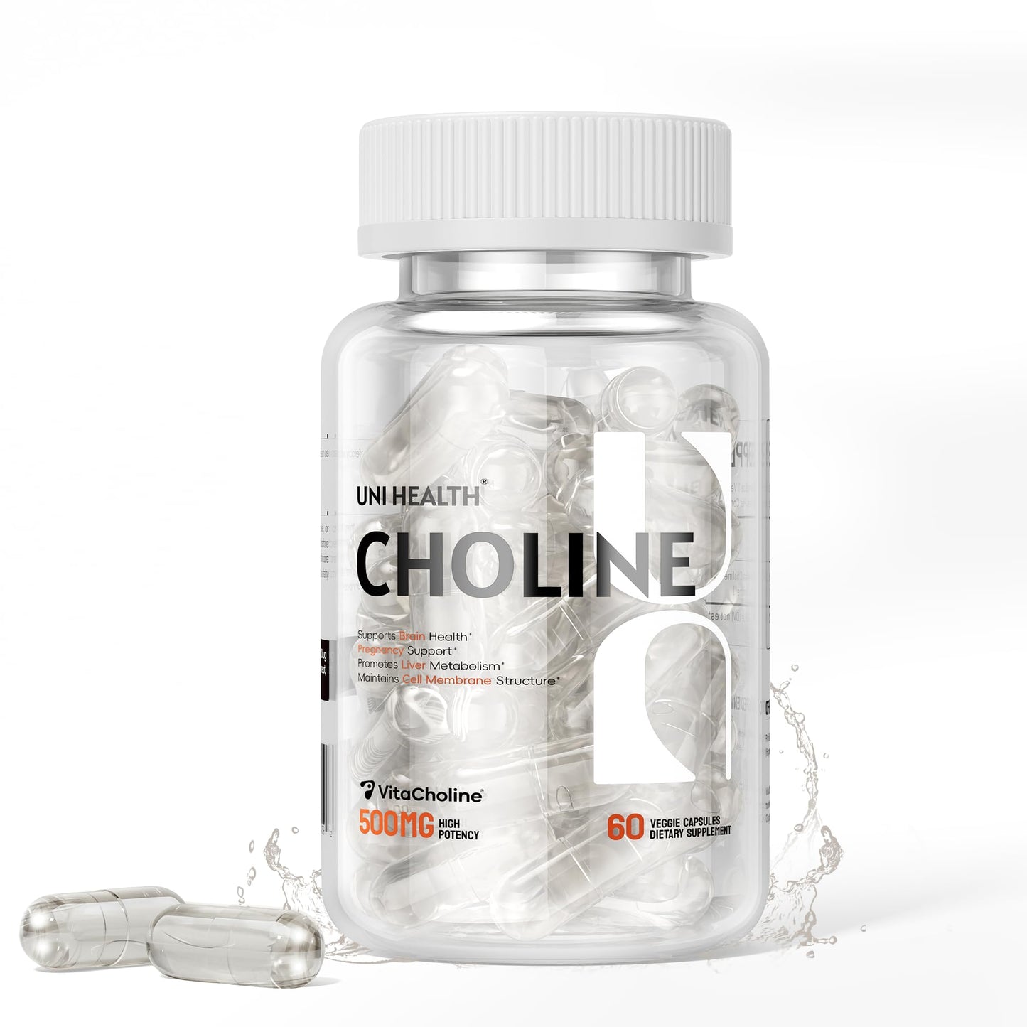 UniHealth Choline 500 mg with VitaCholine, 60 Capsules