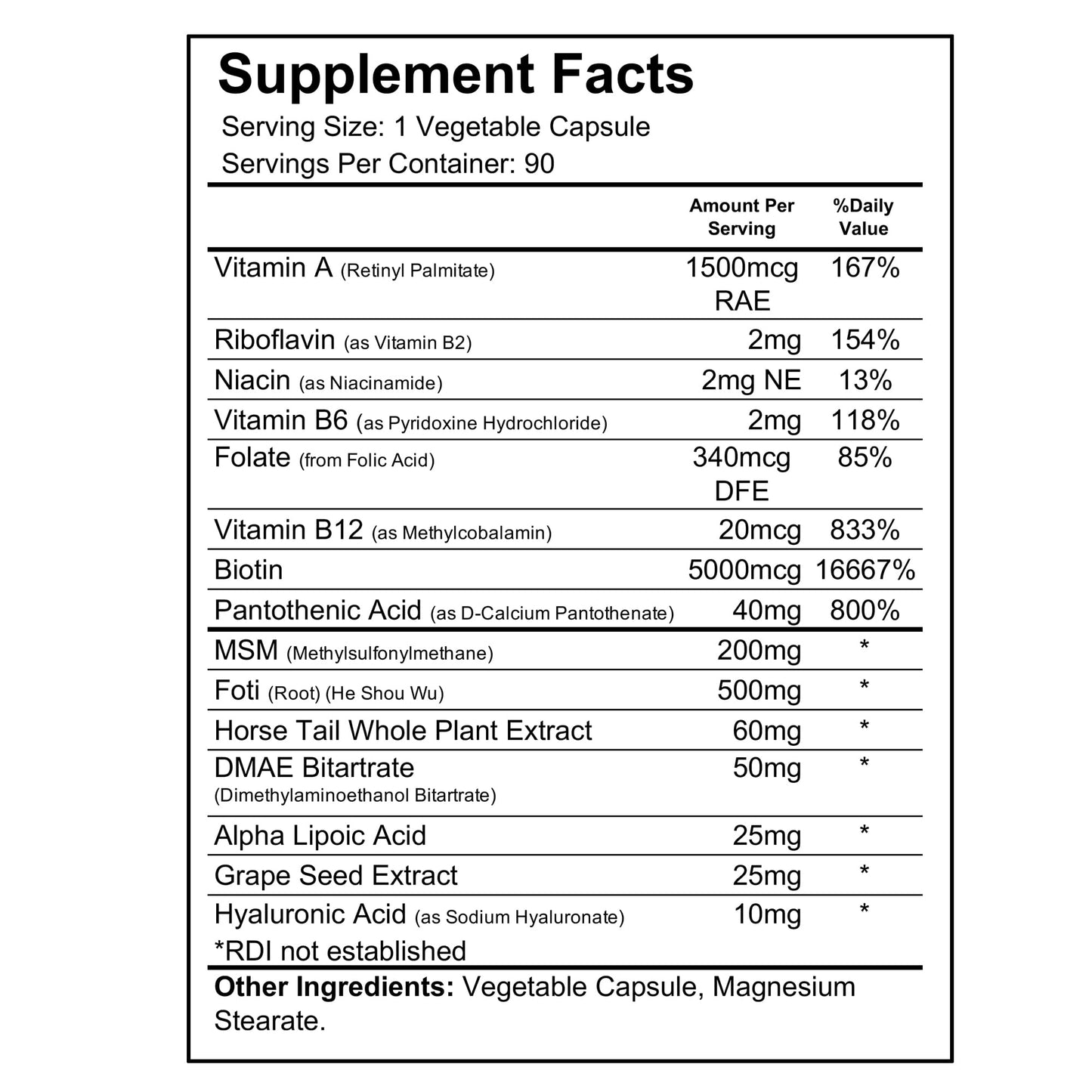 Wellgenix Purvana MAX Hair Skin and Nails Supplement Biotin 5000mcg with MSM & B-Complex Capsule, 180 Veggie Capsules