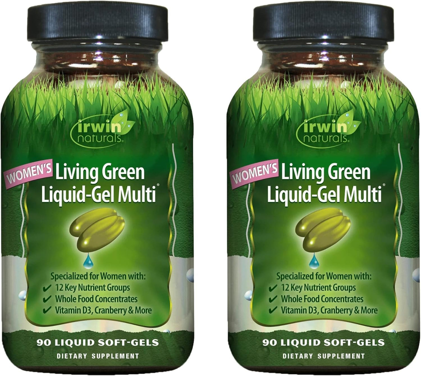 Irwin Naturals Women's Living Green Liquid-Gel Multi Softgels 2-Pack