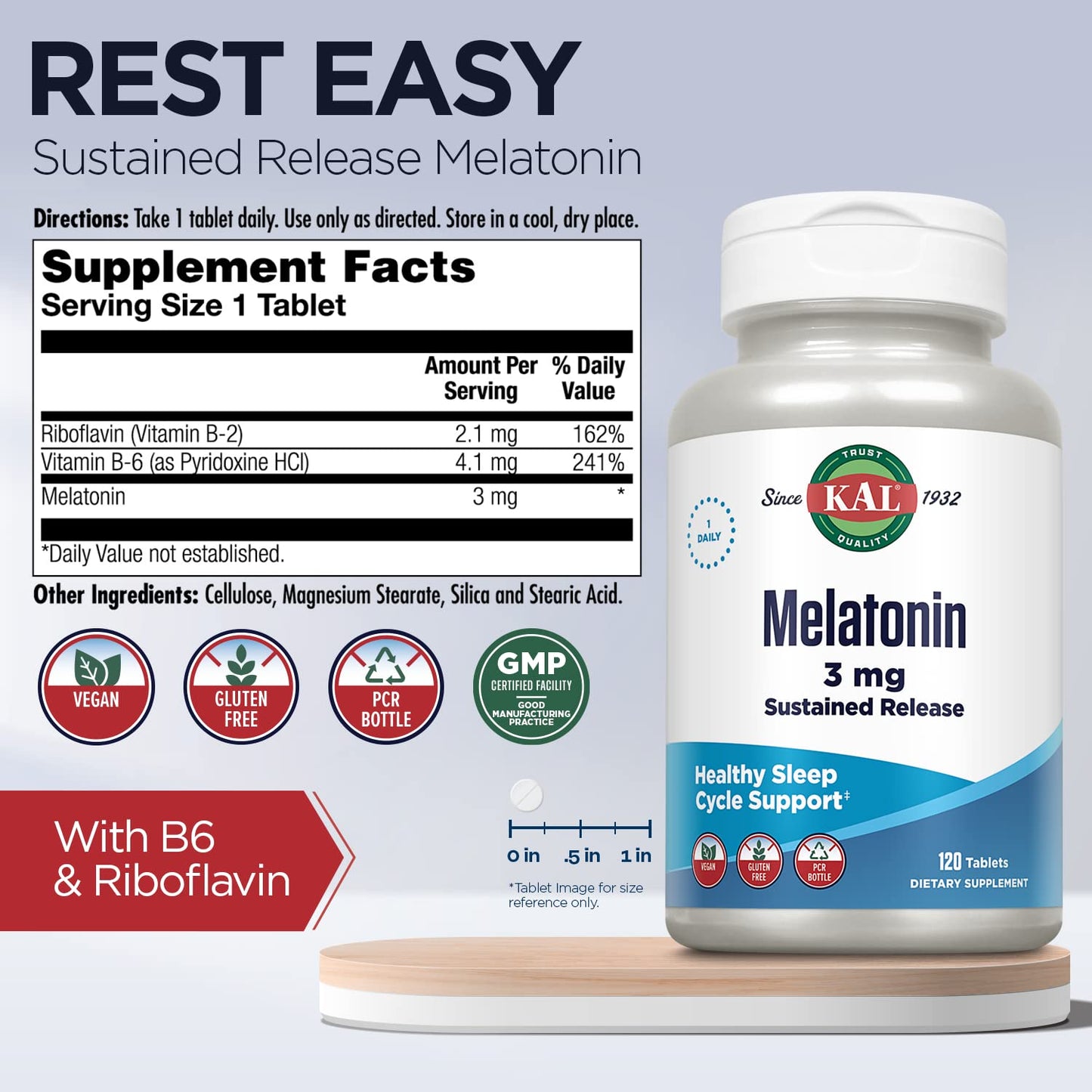 KAL Melatonin 3mg Tablet, 120 Count