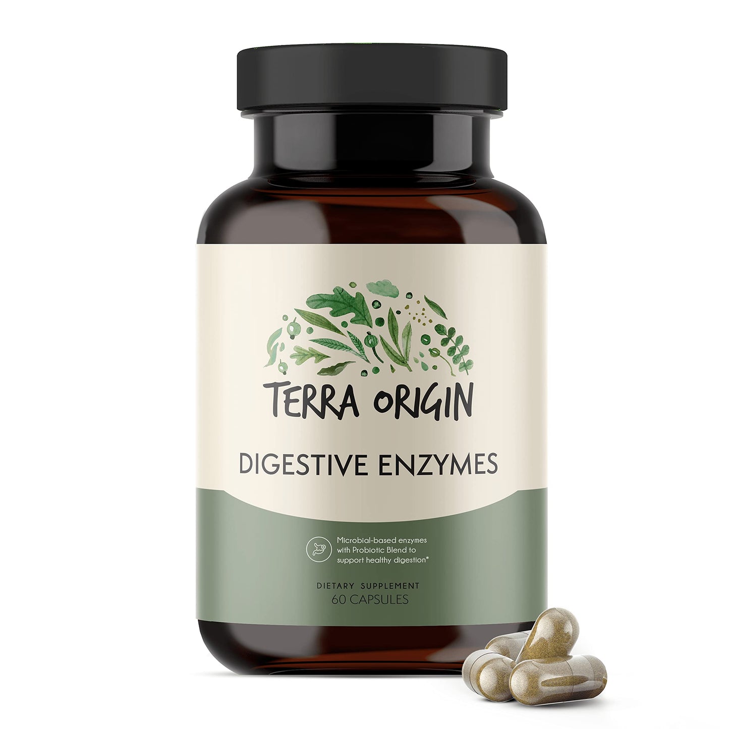 TERRA ORIGIN Digestive Enzymes with Probiotics & Prebiotics, 60 Capsules