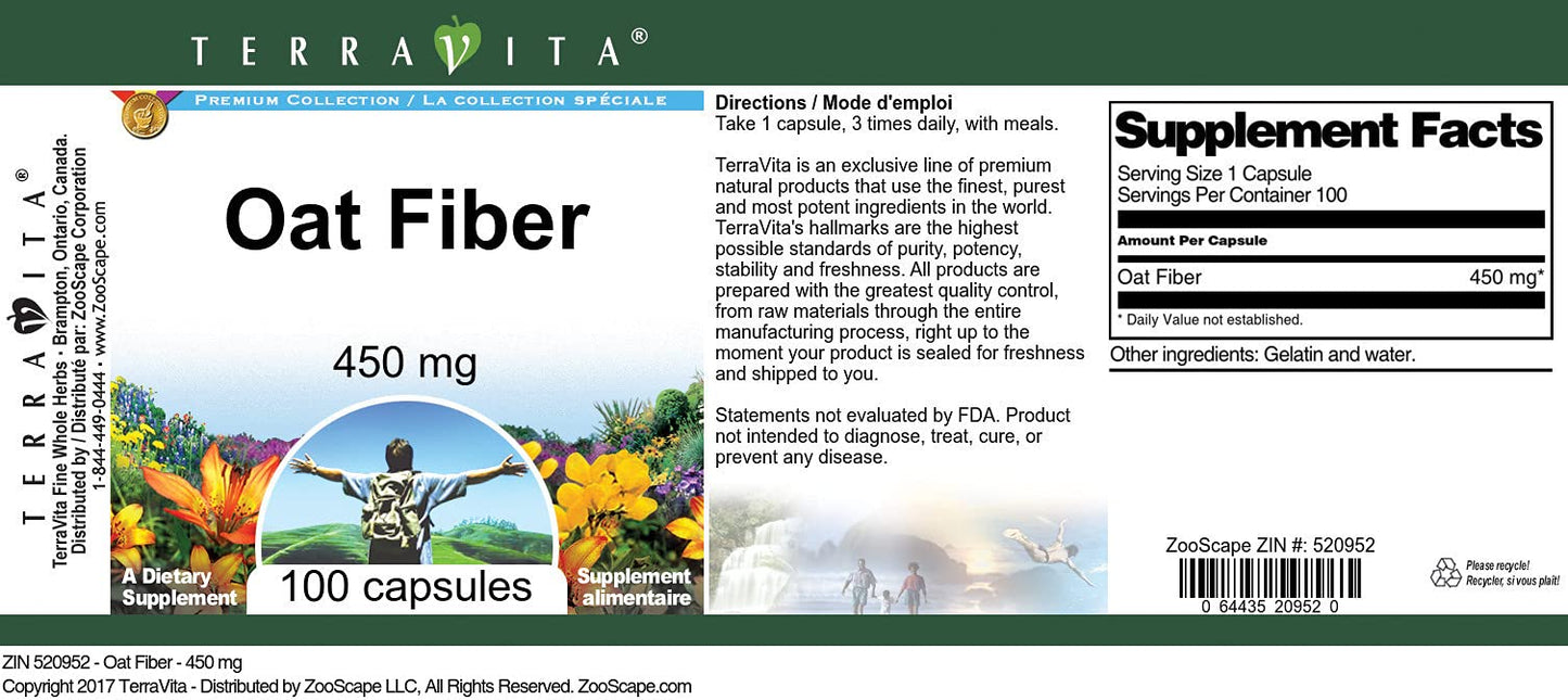 Terravita Oat Fiber 450 mg Capsule, 100 Count