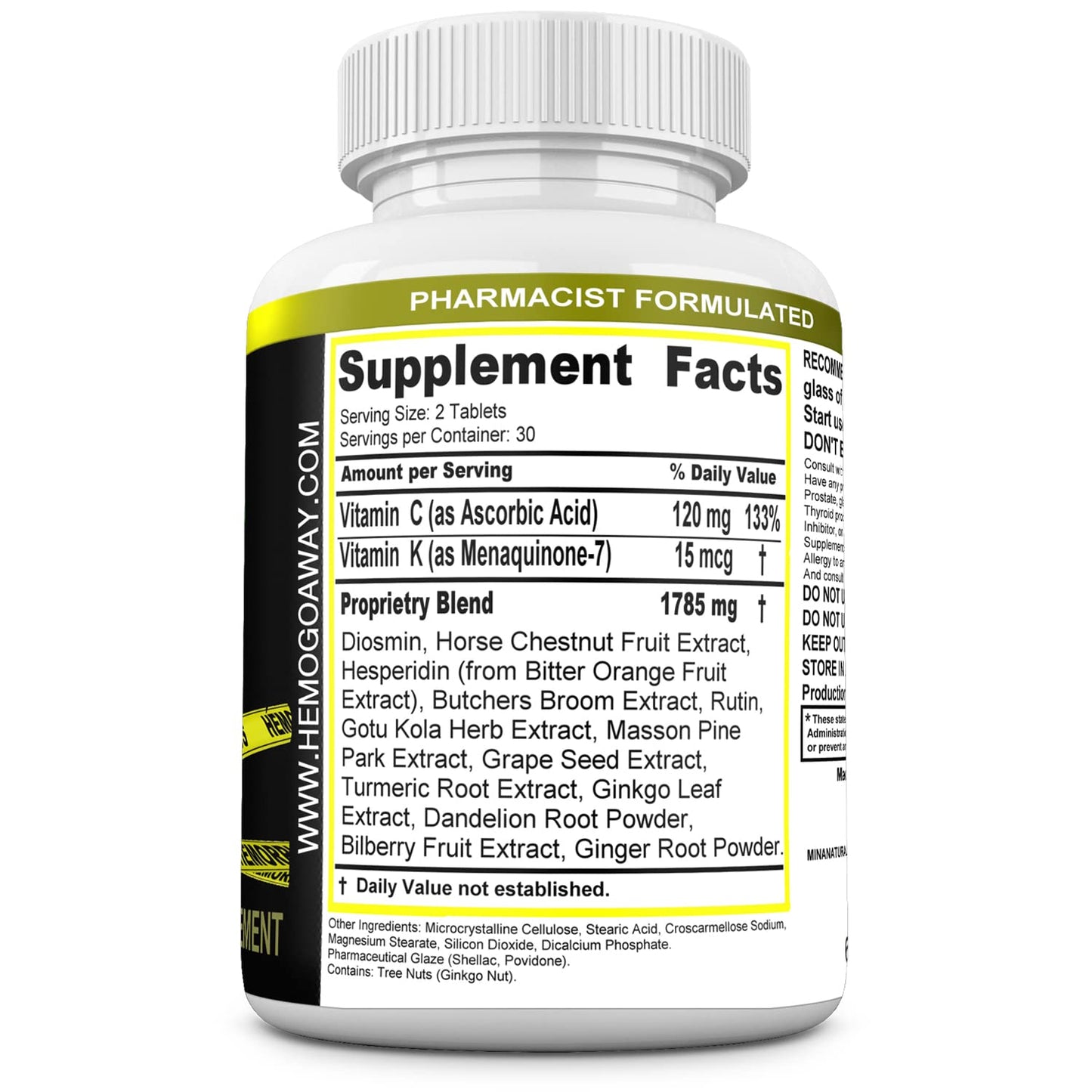 MINANATURALS Hemogoaway Natural Hemorrhoid Relief Supplement Tablet, 60 Tablets