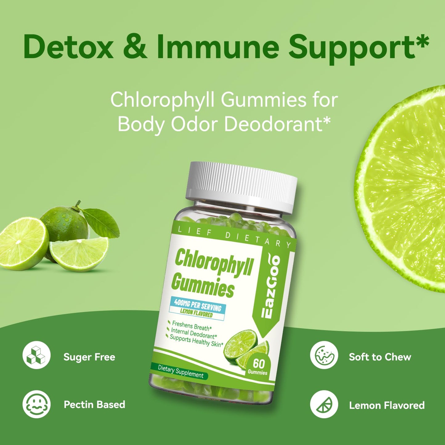 EAZGOO Chlorophyll Gummies, 60 Count