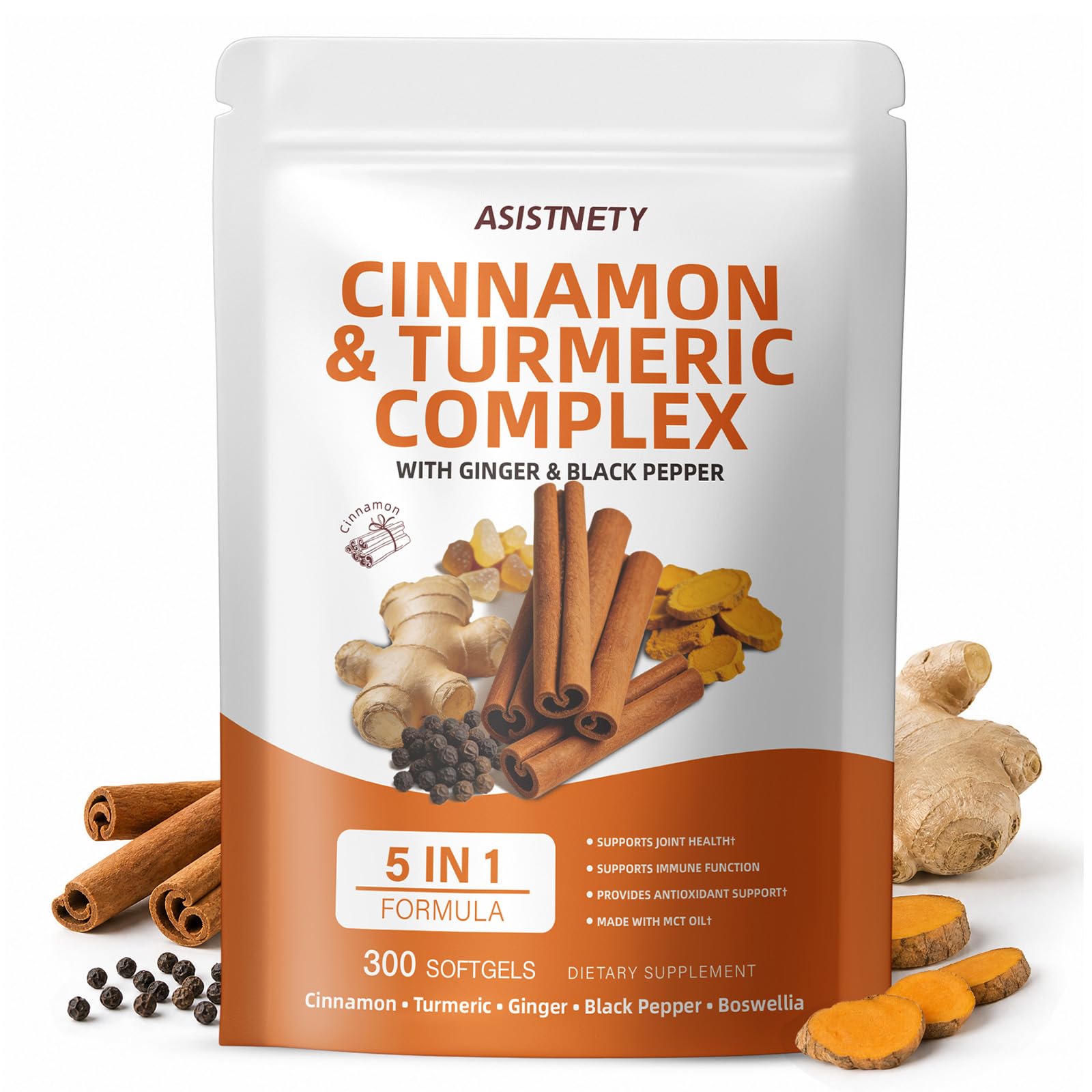 ASISTNETY Ceylon Cinnamon Capsule, 300 Count - Joint Support, Mobility & Immune Health