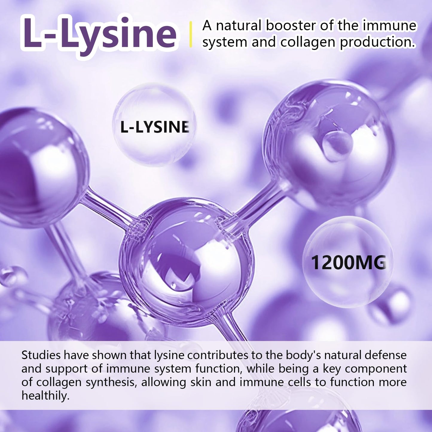 Vemluta L-Lysine Gummies 1200 mg for Immune Support & Collagen Boost, Chewable Lysine Supplement for Adults, Lip & Cold Sore Support, Blueberry, Non-GMO, Gluten Free, 120 Gummies