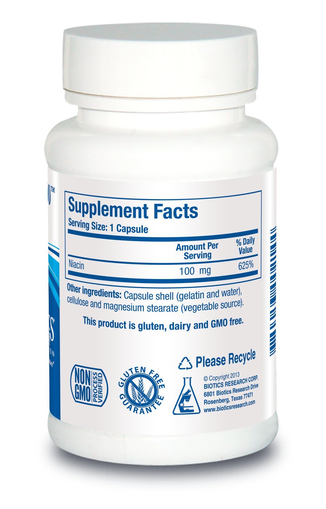 BIOTICS RESEARCH Niacin 100 mg Vitamin B3 Capsules, 150 Count