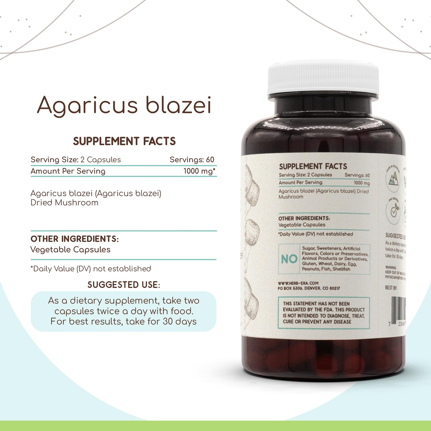 HerbEra Agaricus Blazei 120 Capsules