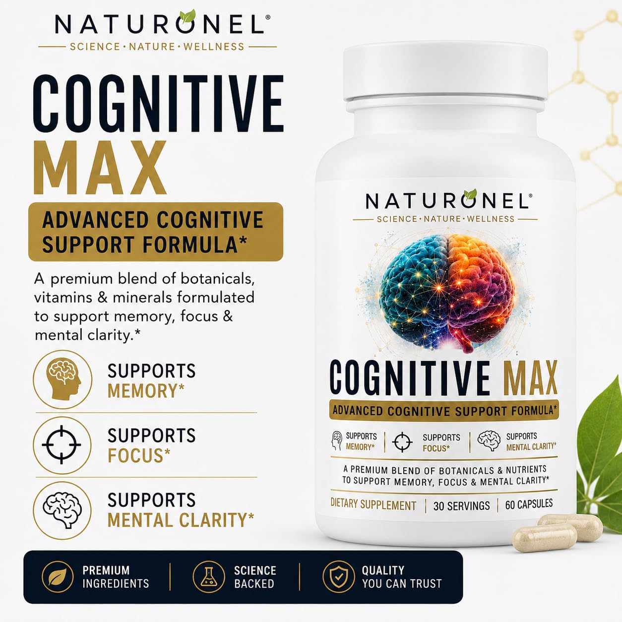 Naturonel Cognitive Max Brain Supplement Capsule 60 Count