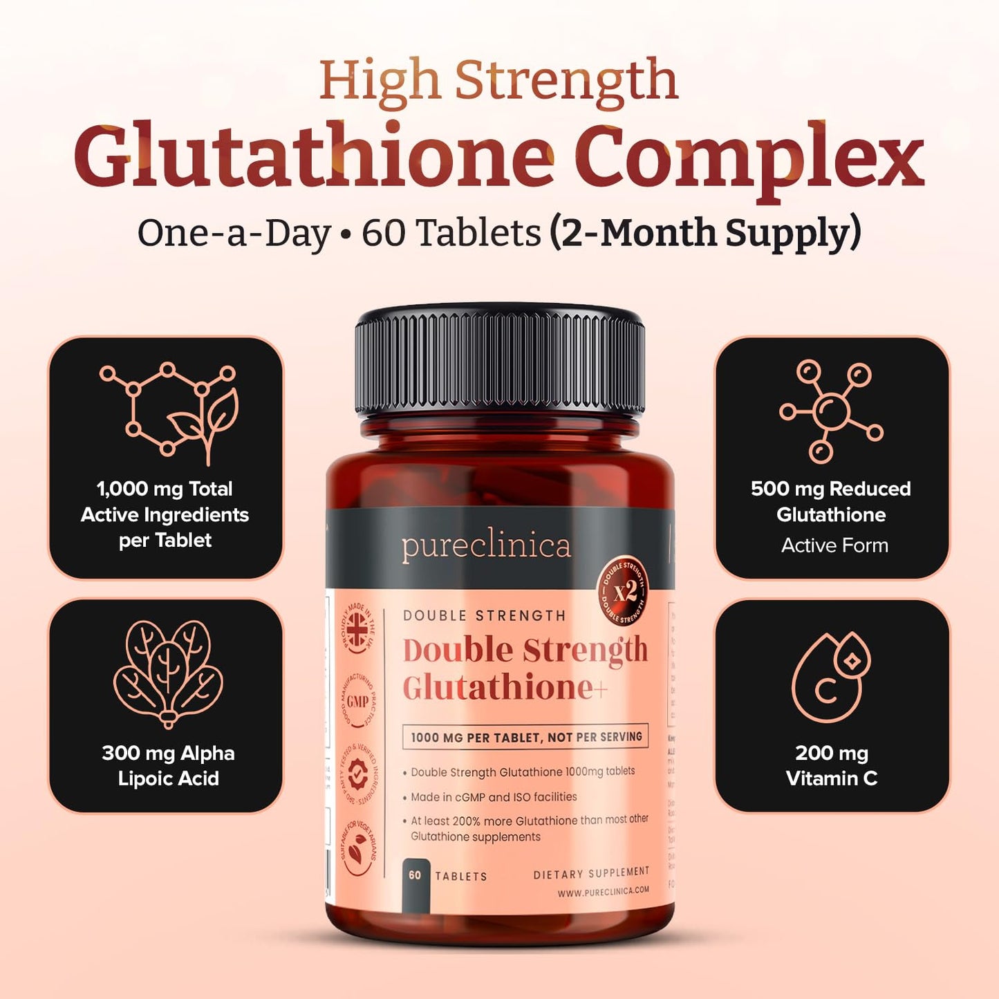 pureclinica Glutathione 1000mg 60 Tablets