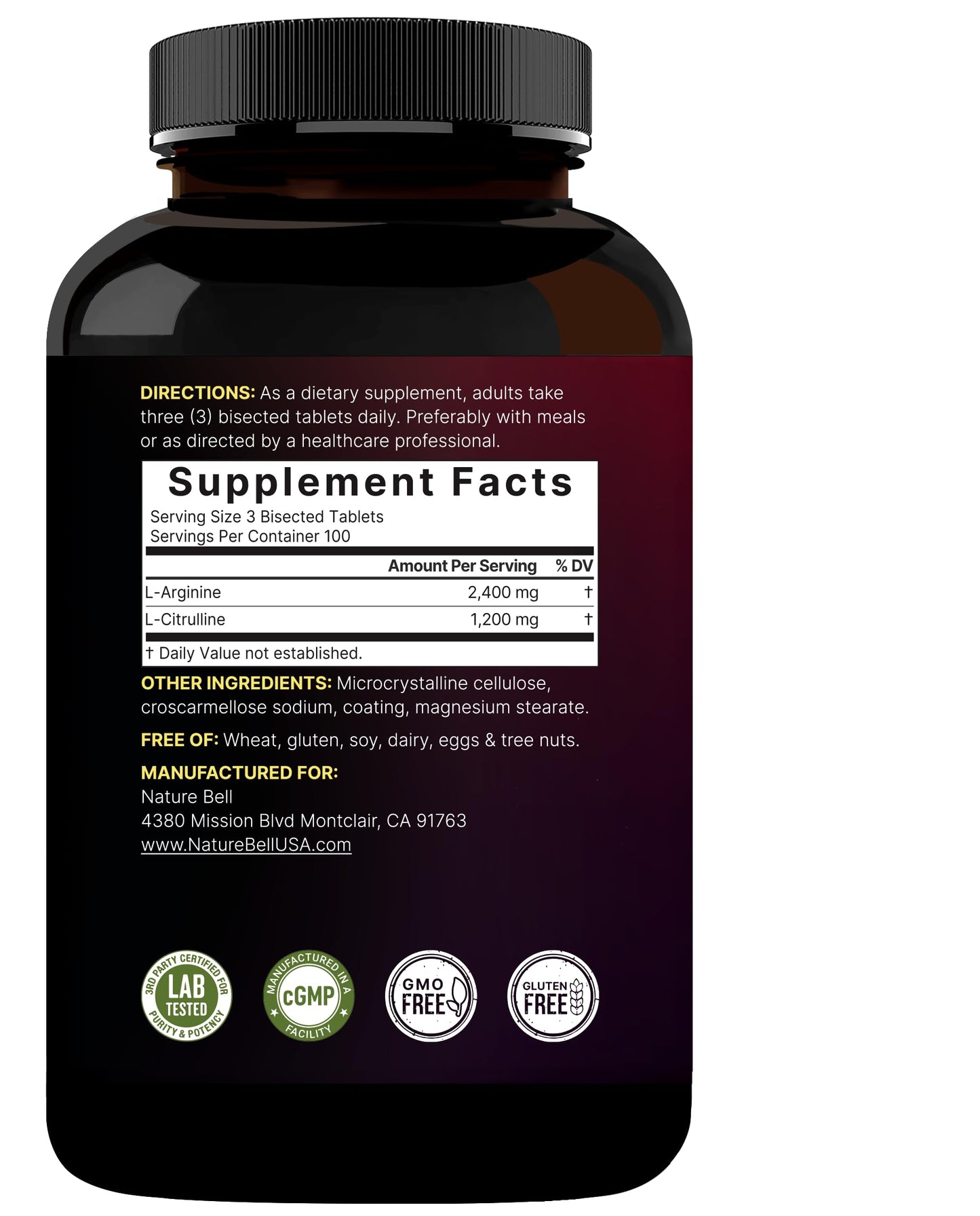 NatureBell Nitric Oxide Supplement for Men & Women – Pre-Workout Formula with L-Arginine & L-Citrulline Tablet 300 Count