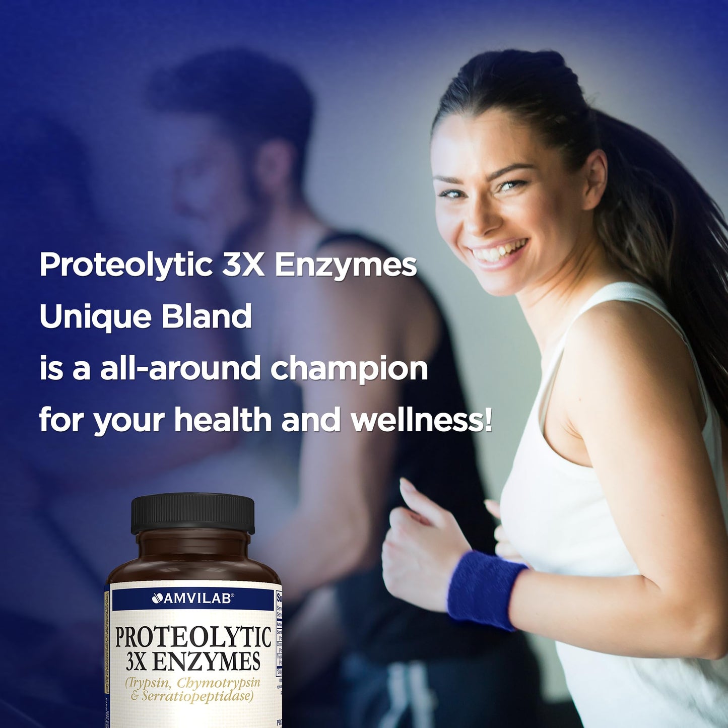 AMVILAB Proteolytic Enzymes 3X with Serrapeptase, Trypsin & Chymotrypsin Capsules, 90 Count