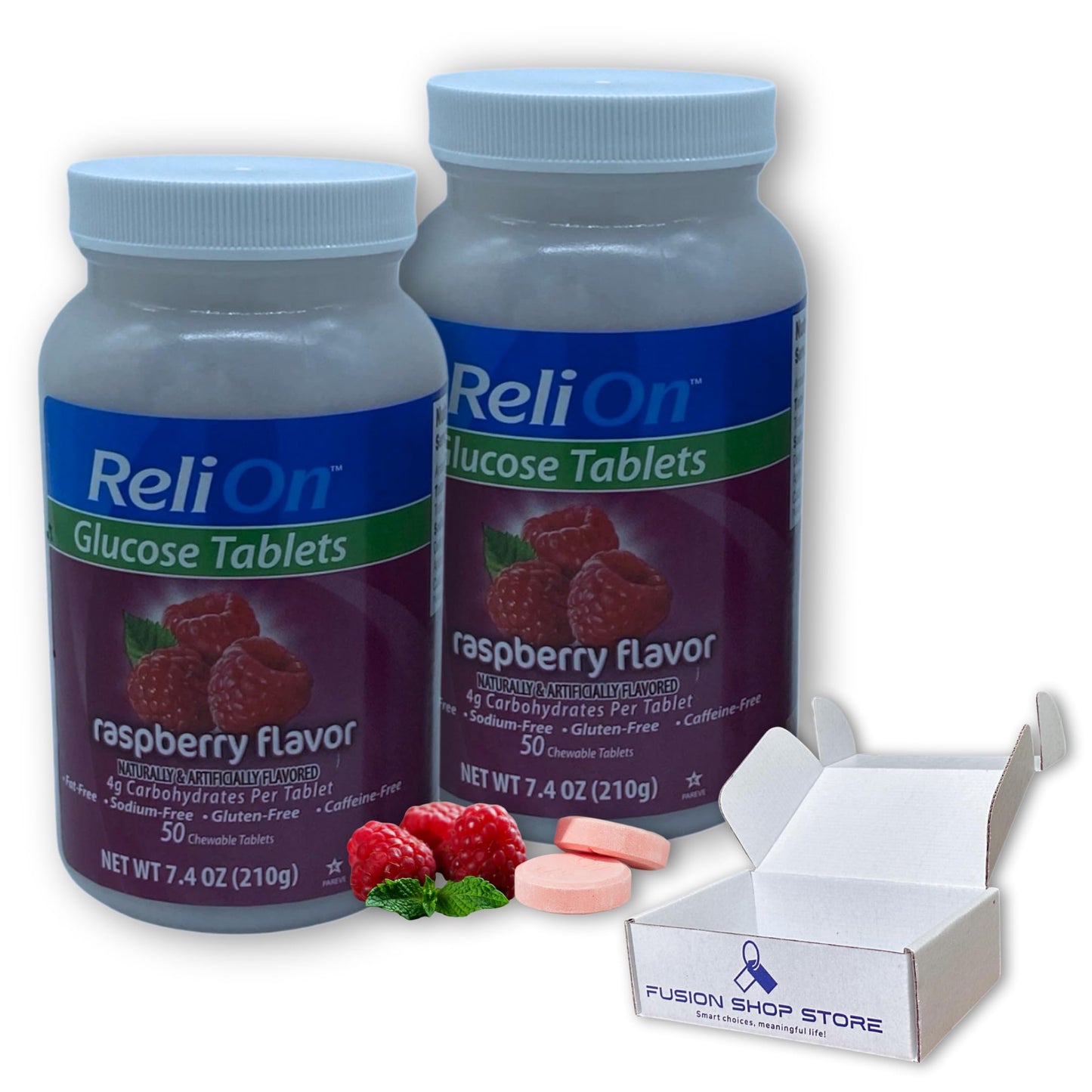 Fusion Shop Store Glucose Tablets Raspberry Flavor 50 Tablets