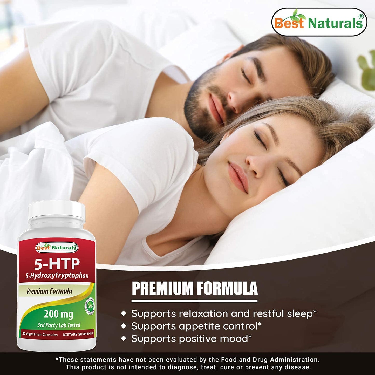 Best Naturals L-Tryptophan 500 mg & 5-HTP 200 mg Capsules, 60 Capsules