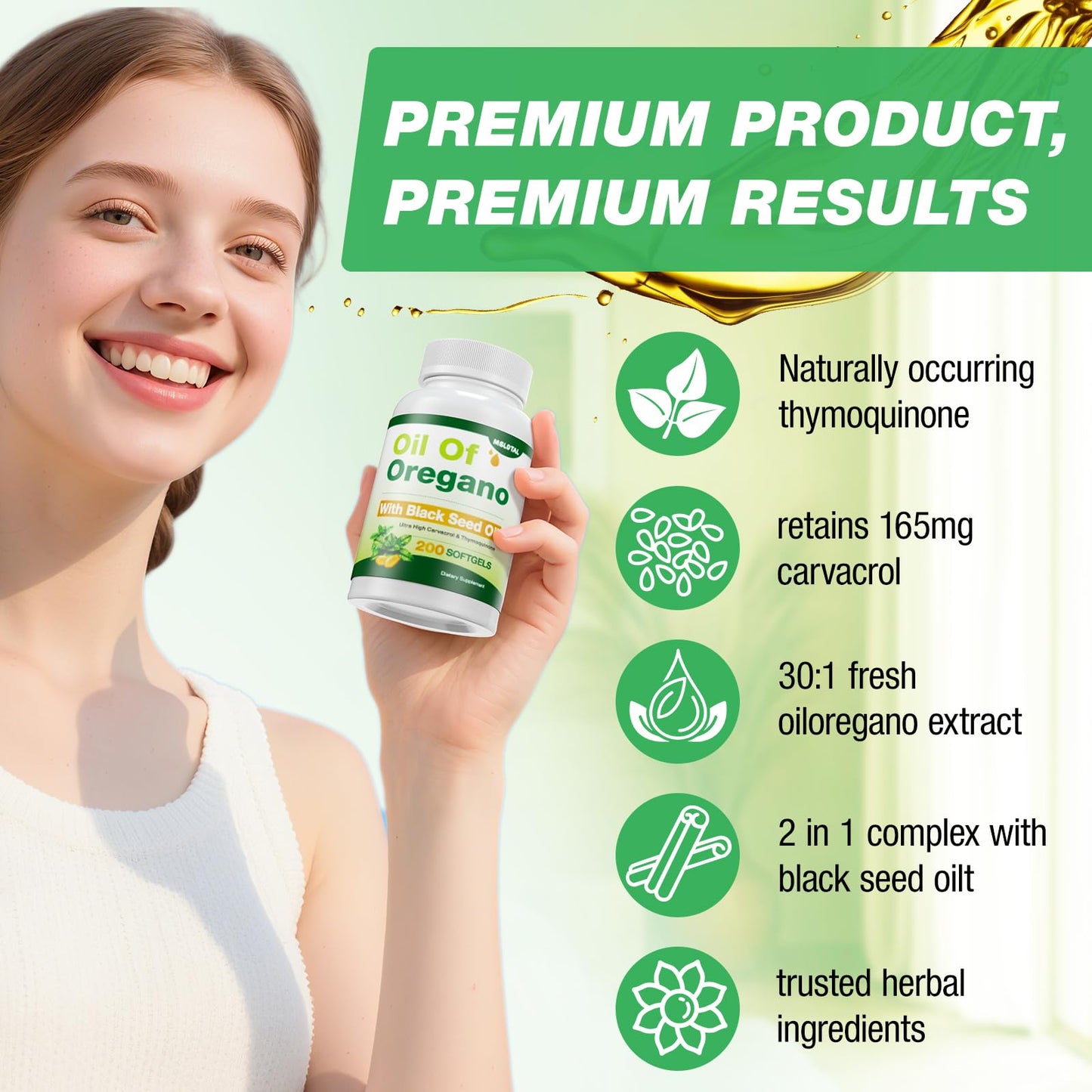 MSLOTAL Oil of Oregano with Black Seed Oil Softgels 400