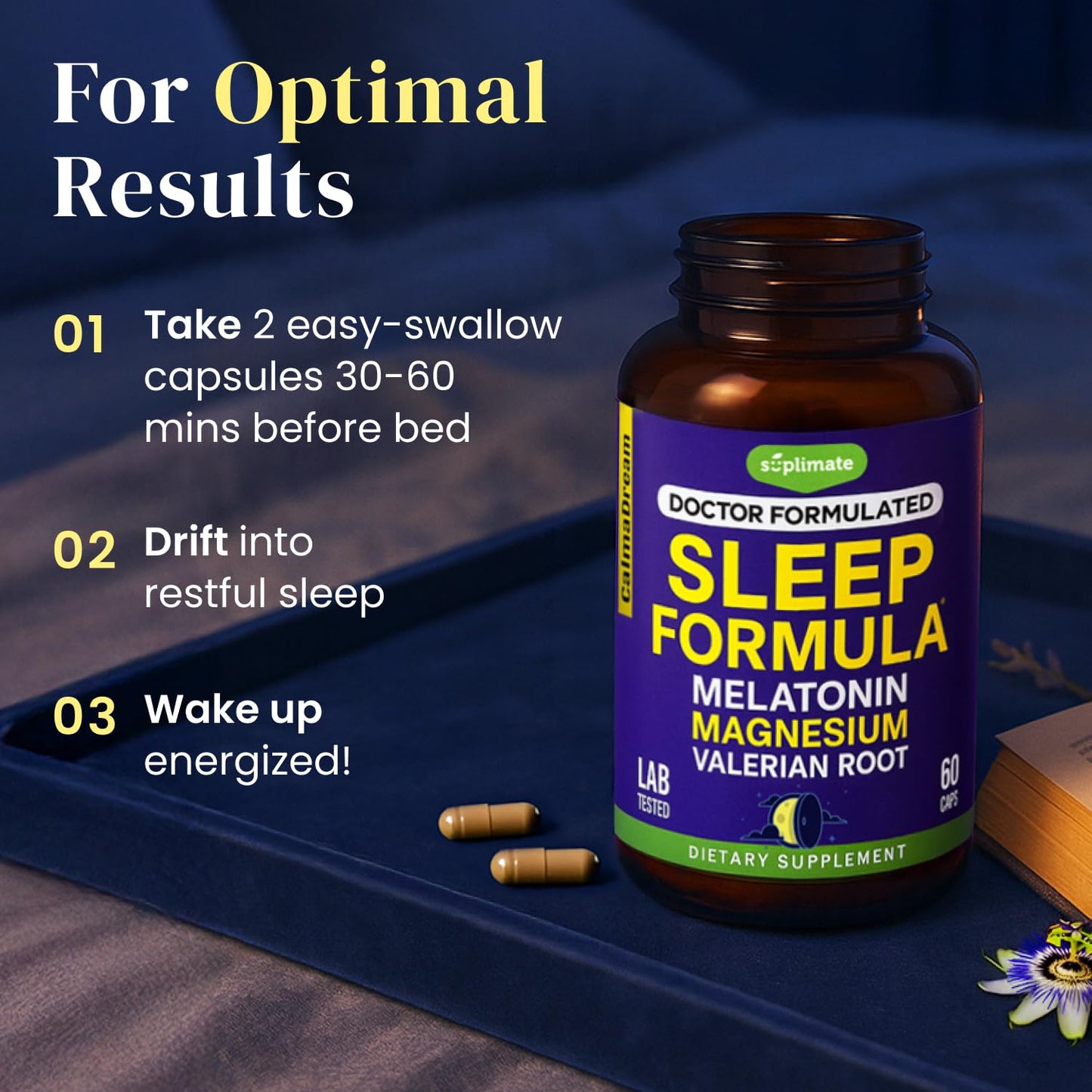 SUPLIMATE 9-in-1 Melatonin Sleep Aid for Adults Capsule, 60 Count