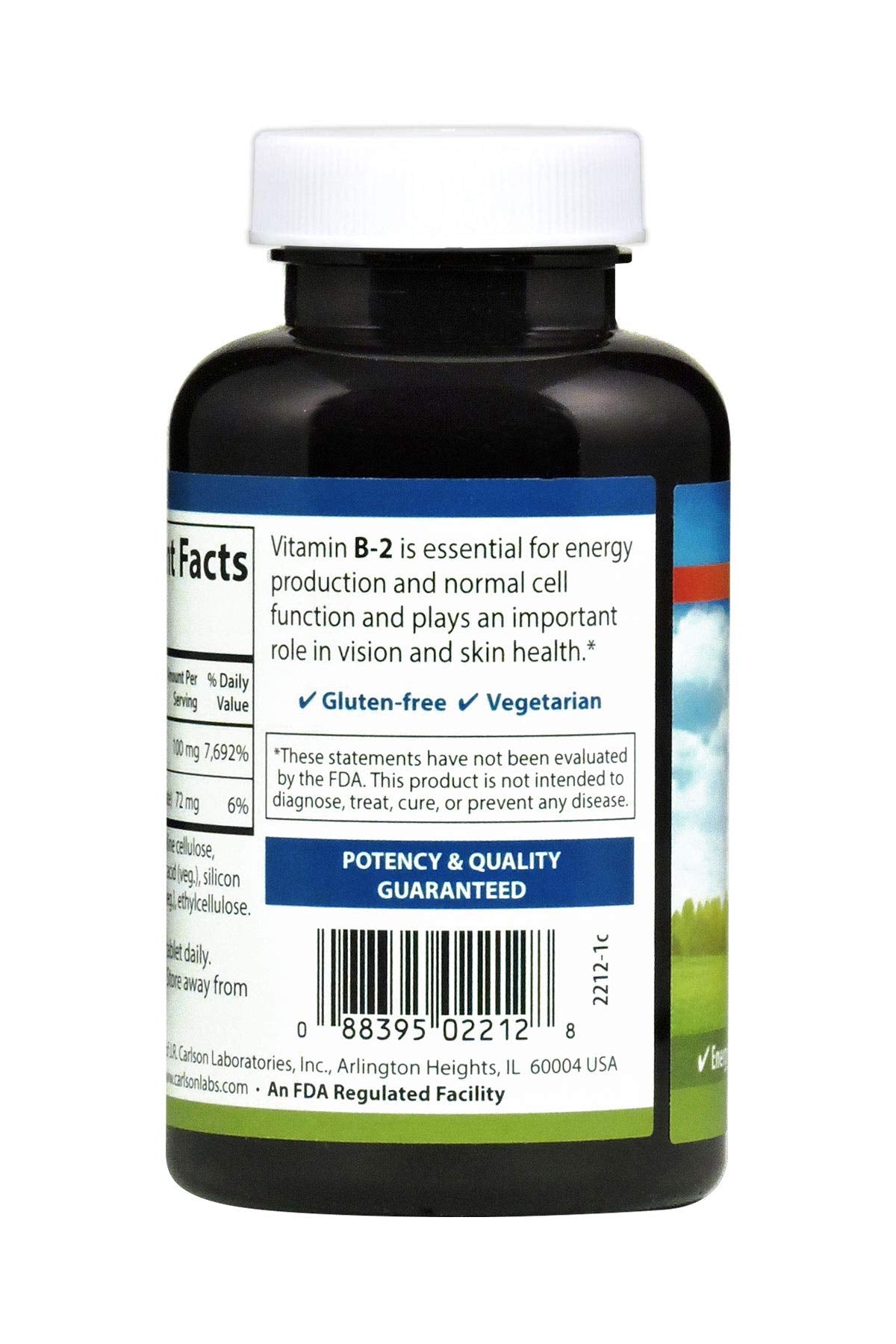 Carlson B-2 Riboflavin 100 mg Tablet, 250 Vegetarian Tablets