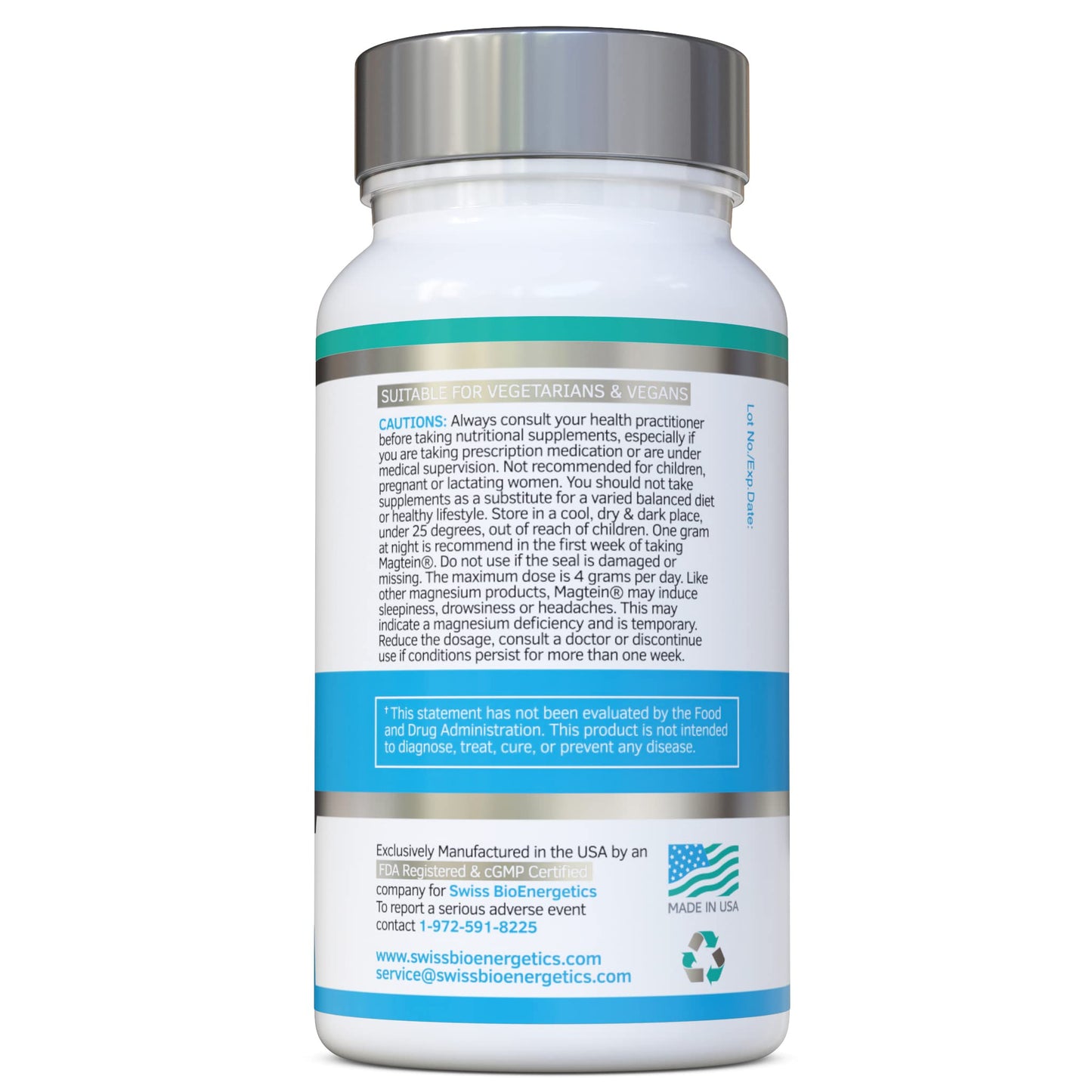 Swiss Bioenergetics Magtein Magnesium L-Threonate Capsule, 90 Count