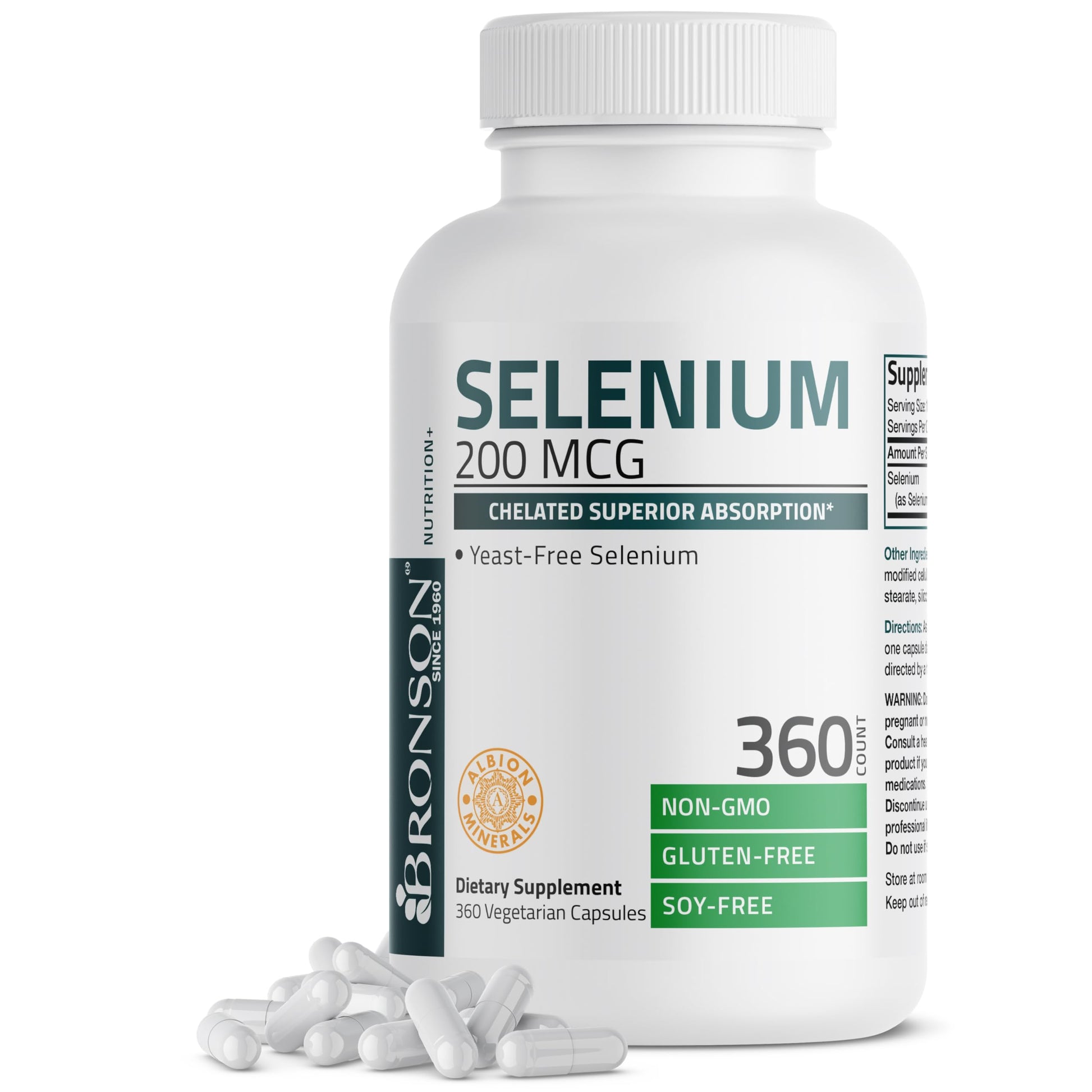 Bronson Selenium 200 mcg Albion Chelated Amino Acid Complex Capsules, 360 Capsules