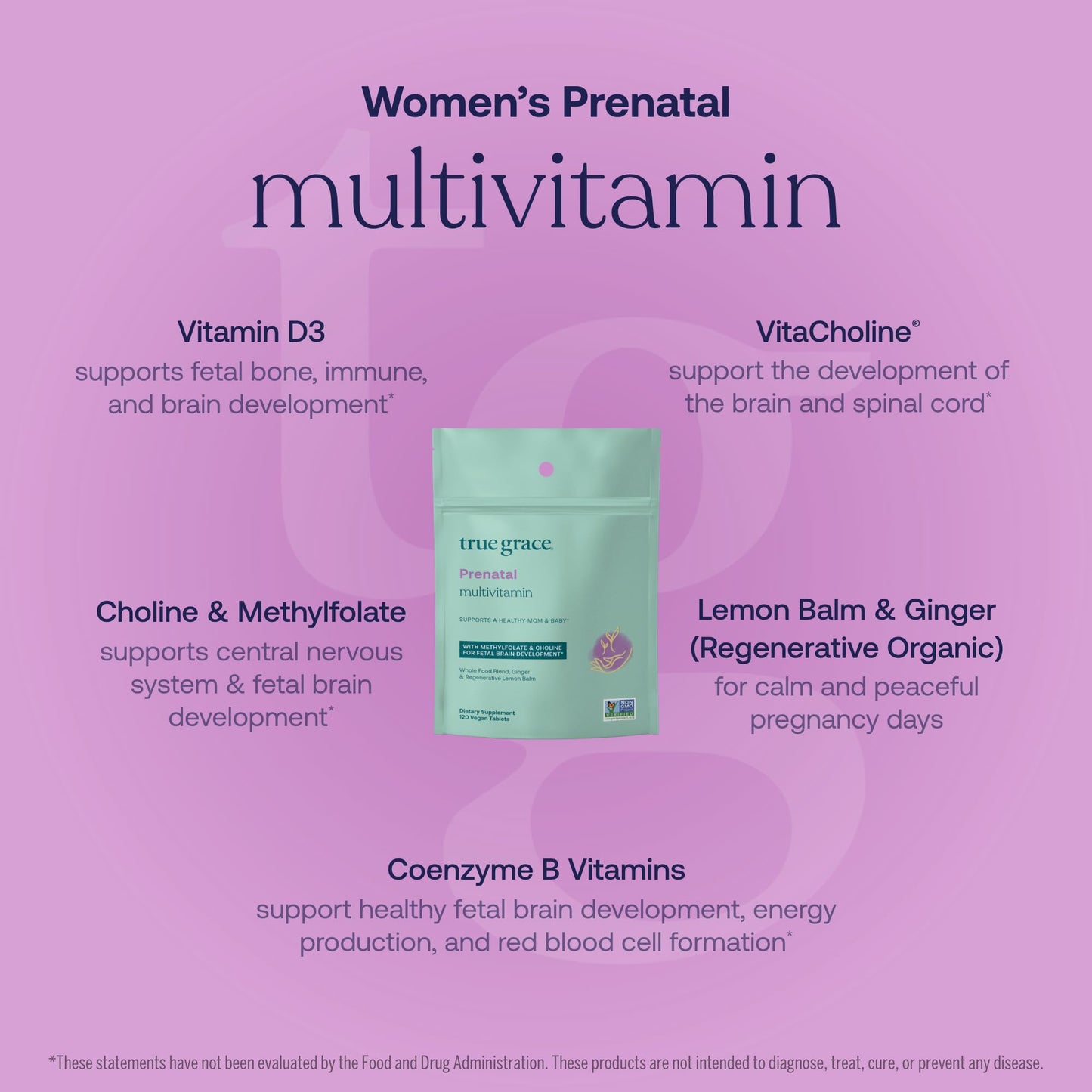 True Grace Prenatal Multivitamin Vegan Tablets, 120 Tablets