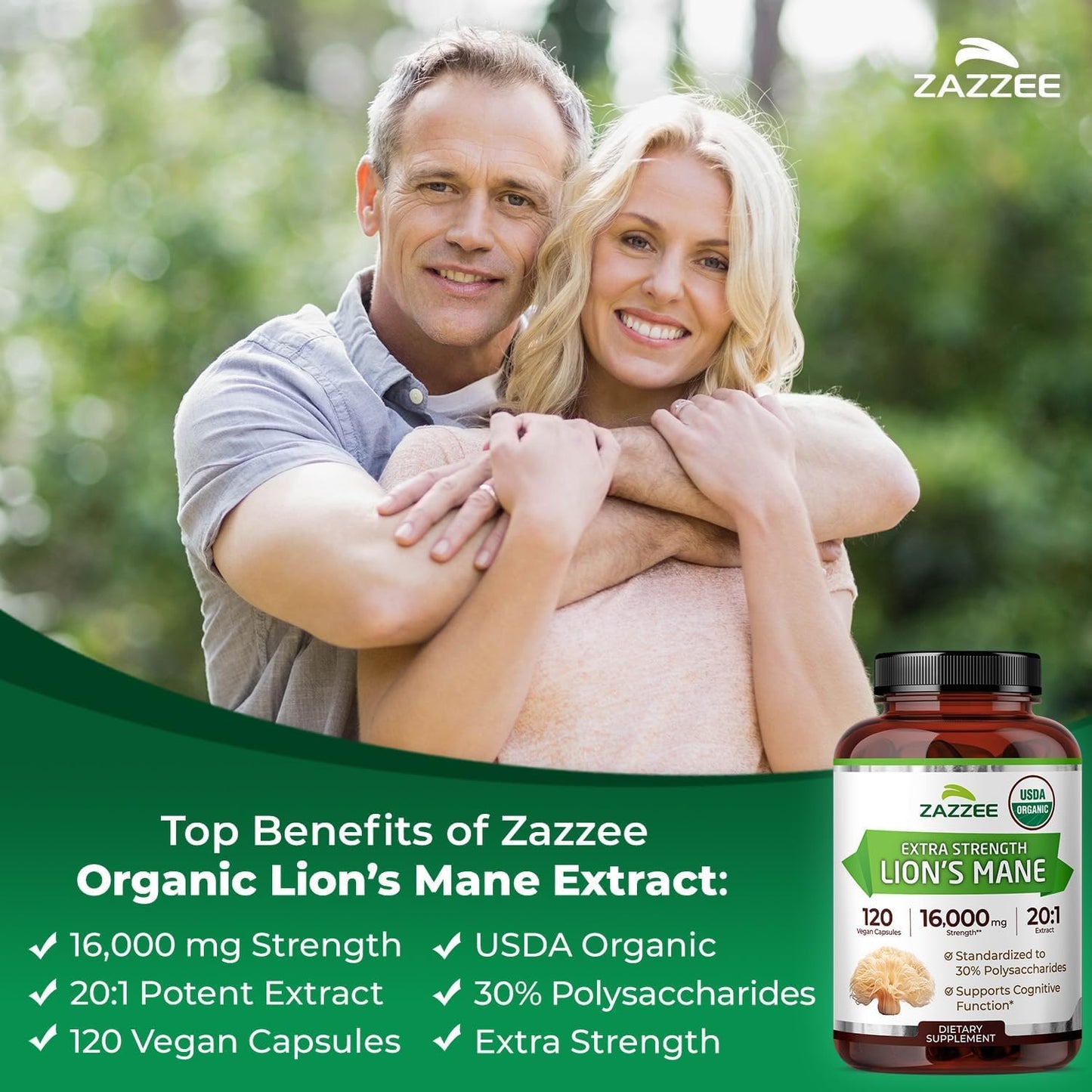Zazzee Alpha GPC and Organic Lions Mane Supplement Capsules, 195 Capsules
